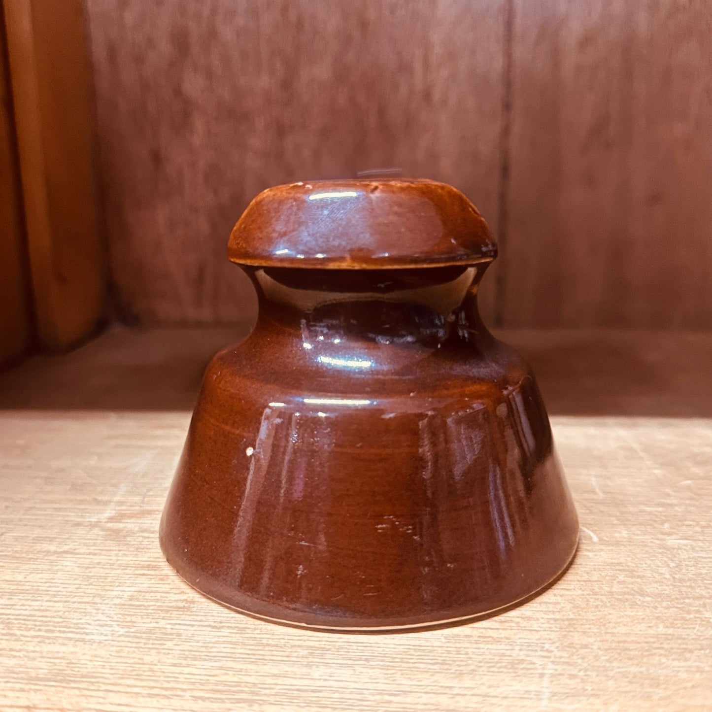 Brown Ceramic Insulator With Embossed Ohio Brass (B) in Oval Industrial Decor