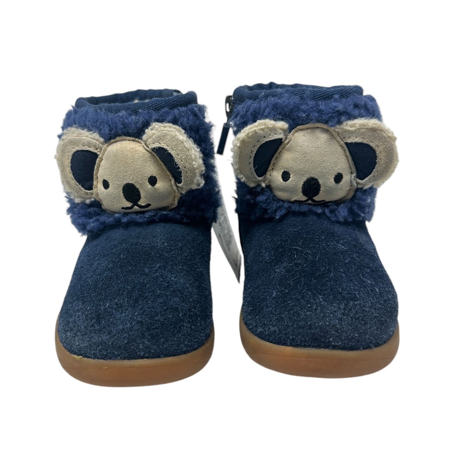 UGG Toddler 6 Classic Koala Stuffie Blue Leather Boot Side Zip Lined 1123655T