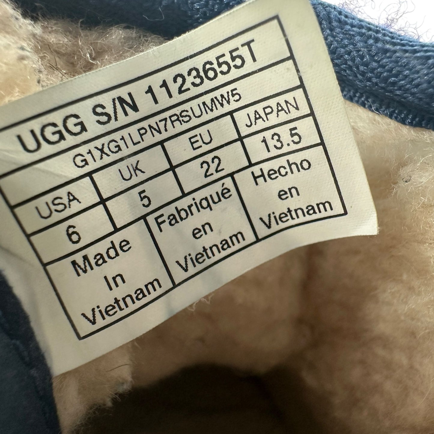 UGG Toddler 6 Classic Koala Stuffie Blue Leather Boot Side Zip Lined 1123655T