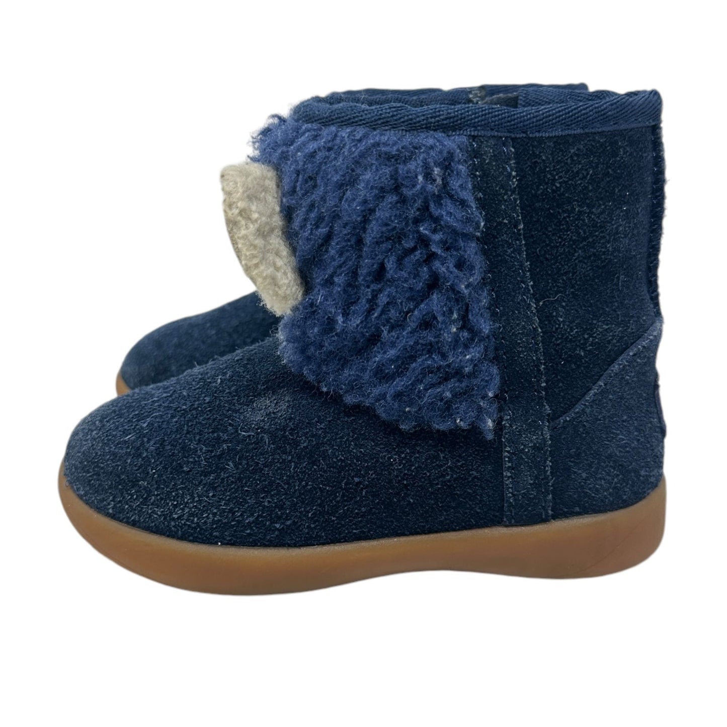 UGG Toddler 6 Classic Koala Stuffie Blue Leather Boot Side Zip Lined 1123655T