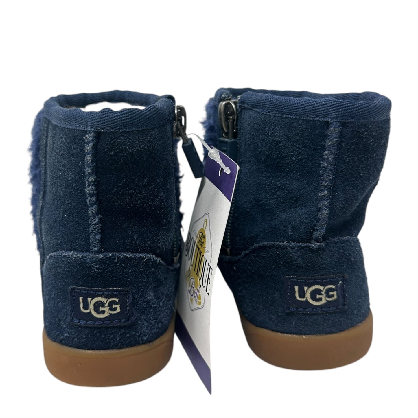 UGG Toddler 6 Classic Koala Stuffie Blue Leather Boot Side Zip Lined 1123655T