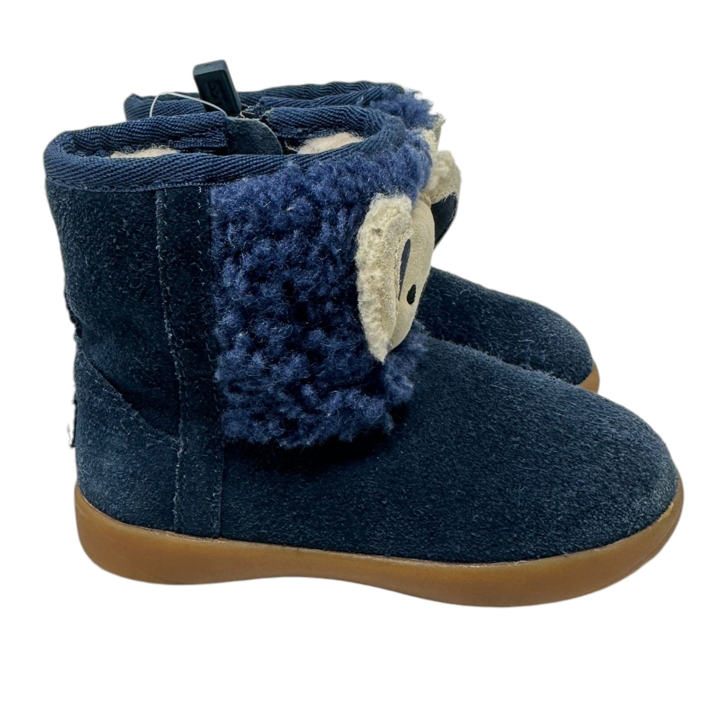 UGG Toddler 6 Classic Koala Stuffie Blue Leather Boot Side Zip Lined 1123655T