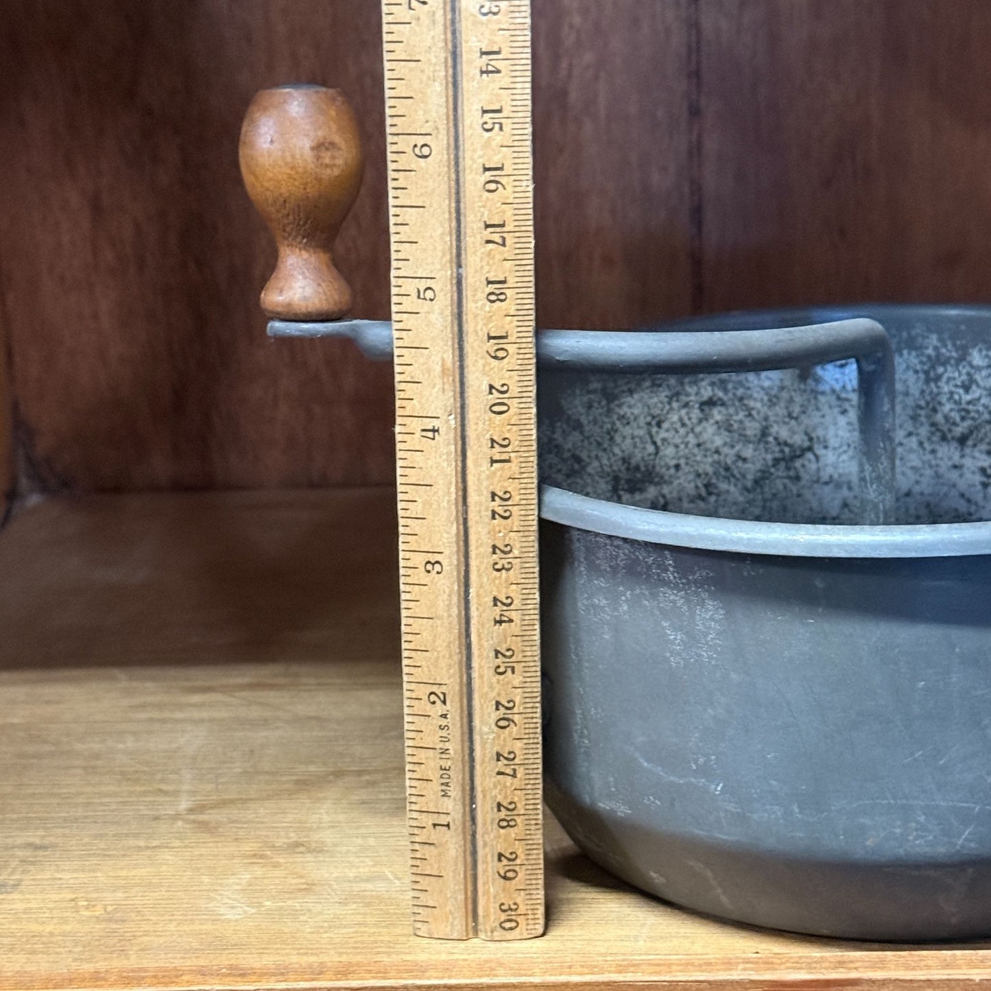 Vtg Foley Metal Food Mill Grinder Masher Ricer Strainer Wooden Handles