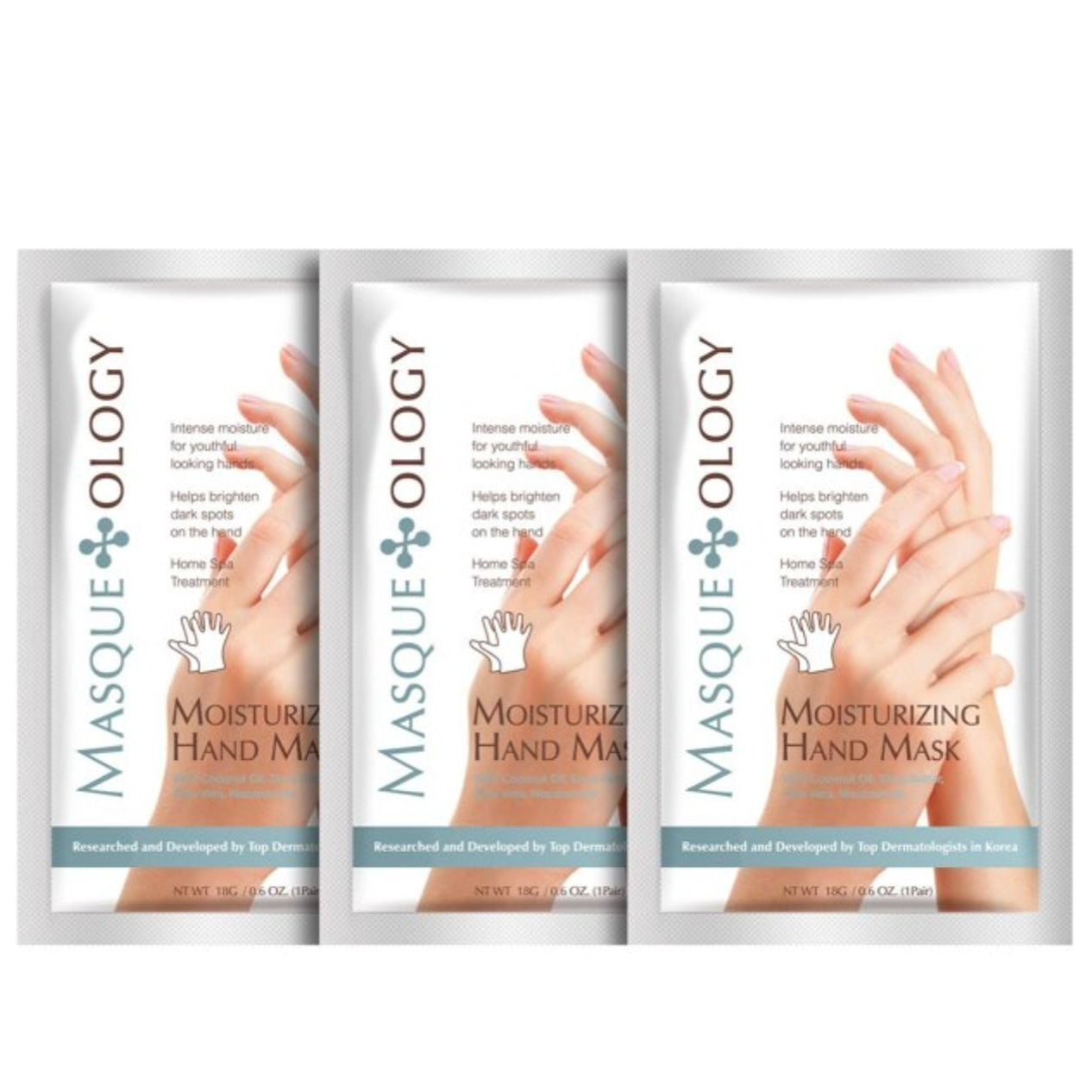 Masqueology Moisturizing Hand Masks 0.6 oz - 3 Count Home Spa Treatment - 3 Pack