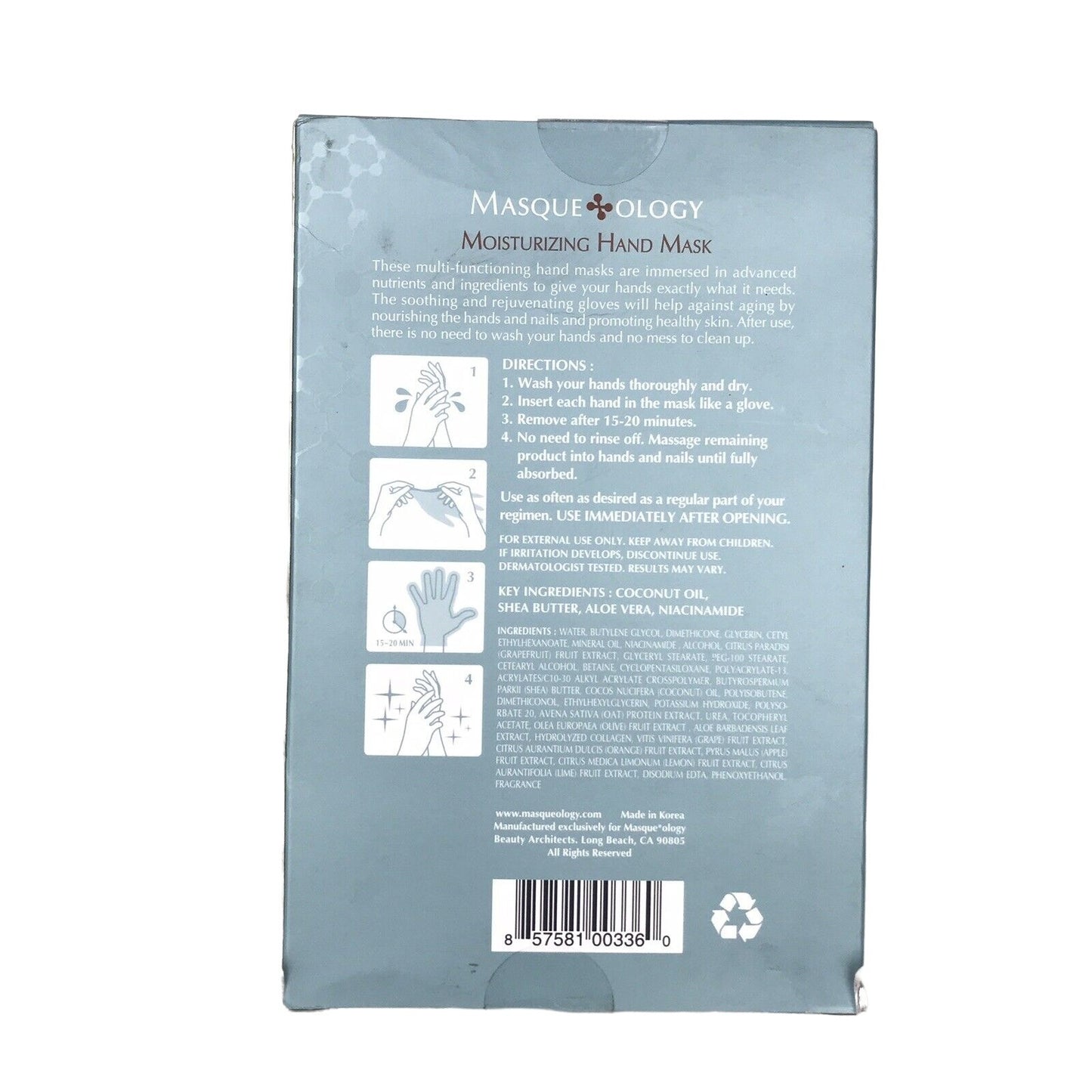 Masqueology Moisturizing Hand Masks 0.6 oz - 3 Count Home Spa Treatment - 3 Pack