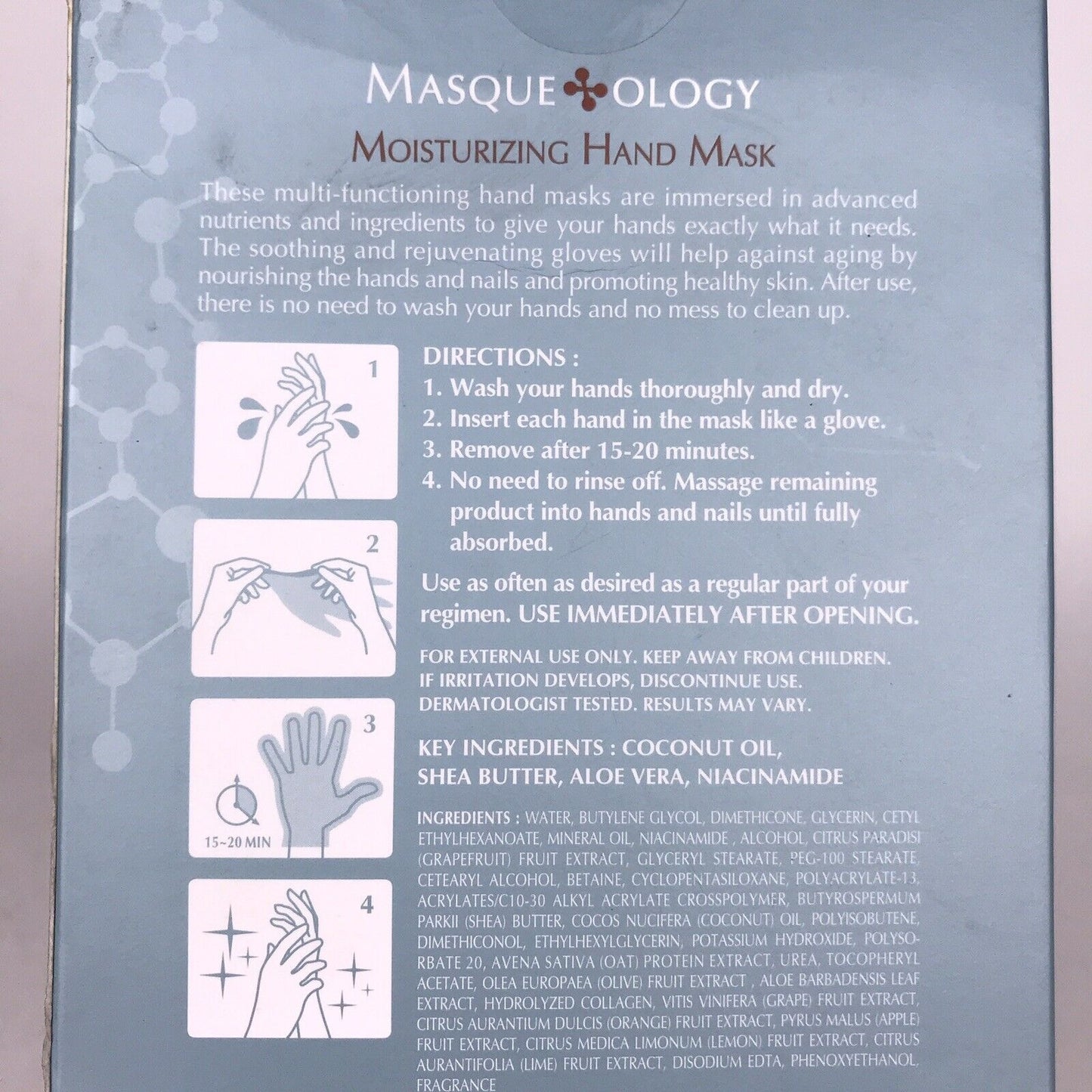 Masqueology Moisturizing Hand Masks 0.6 oz - 3 Count Home Spa Treatment - 3 Pack