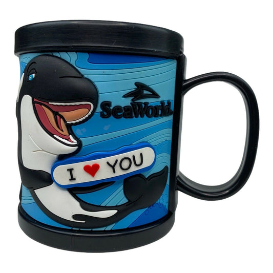 Sea World 3D Shamu Mug Killer Whale Orca Plastic Kids Park Souvenir "I Love YOU"