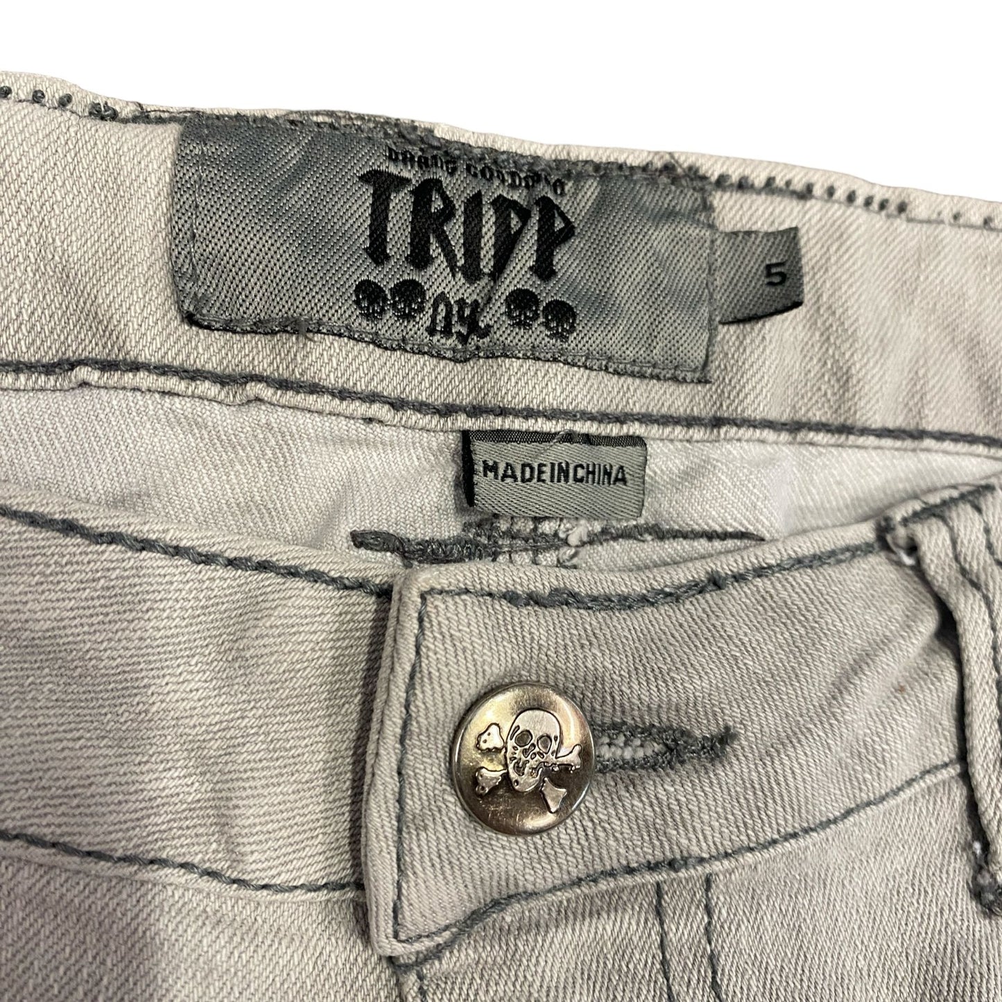 Tripp NYC Daang Goodman Skinny Jeans Juniors 5 Gray Grunge Punk Goth Y2K Vintage