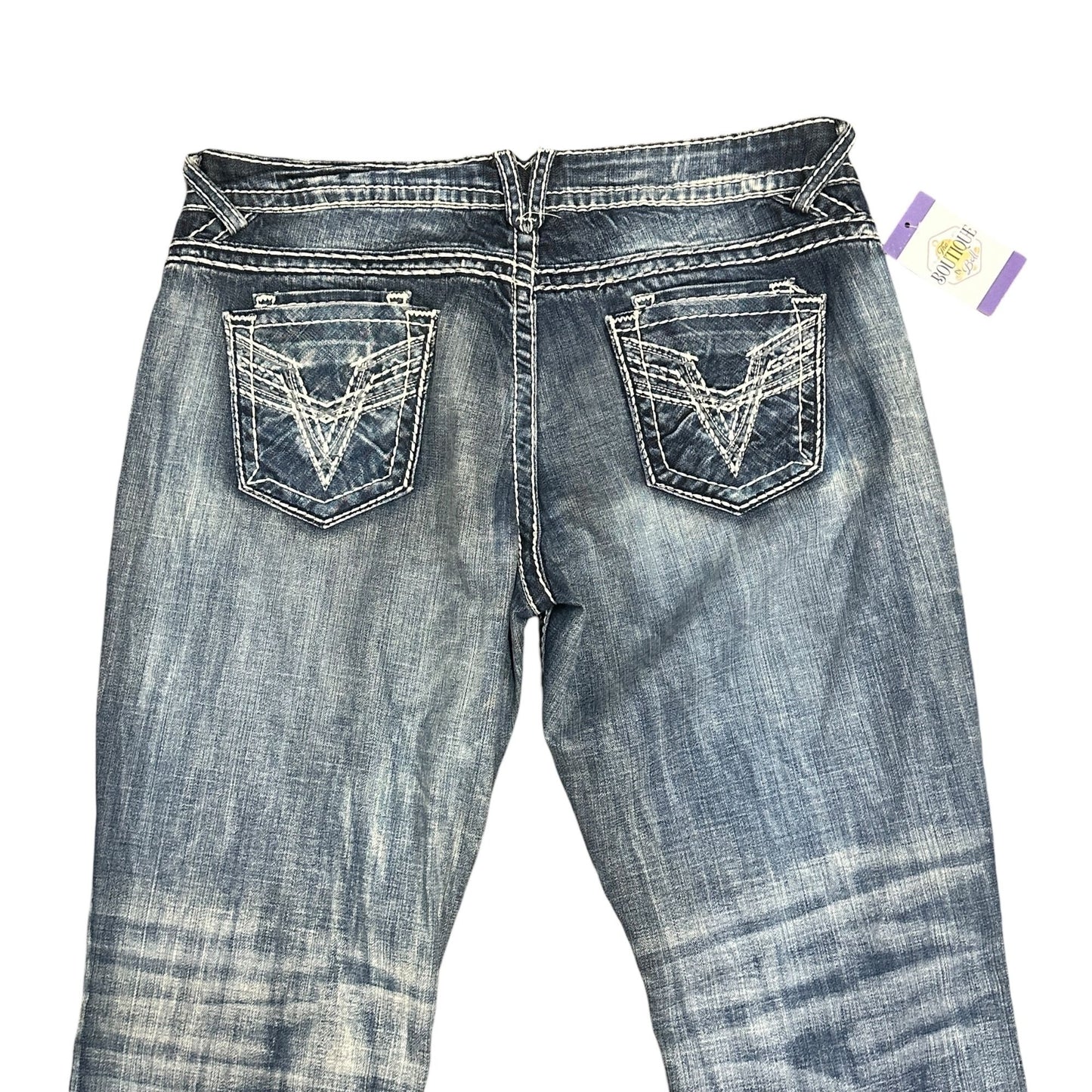 Vigoss Dublin Bootcut  Jeans Juniors 15 Thick Stitch Rhinestone Embroidered Glam
