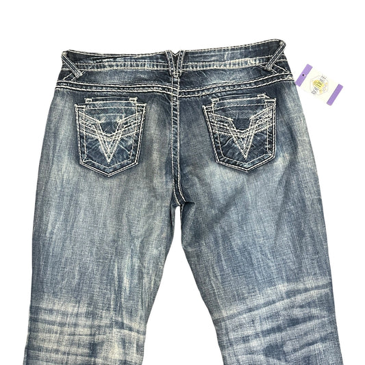 Vigoss Dublin Bootcut  Jeans Juniors 15 Thick Stitch Rhinestone Embroidered Glam