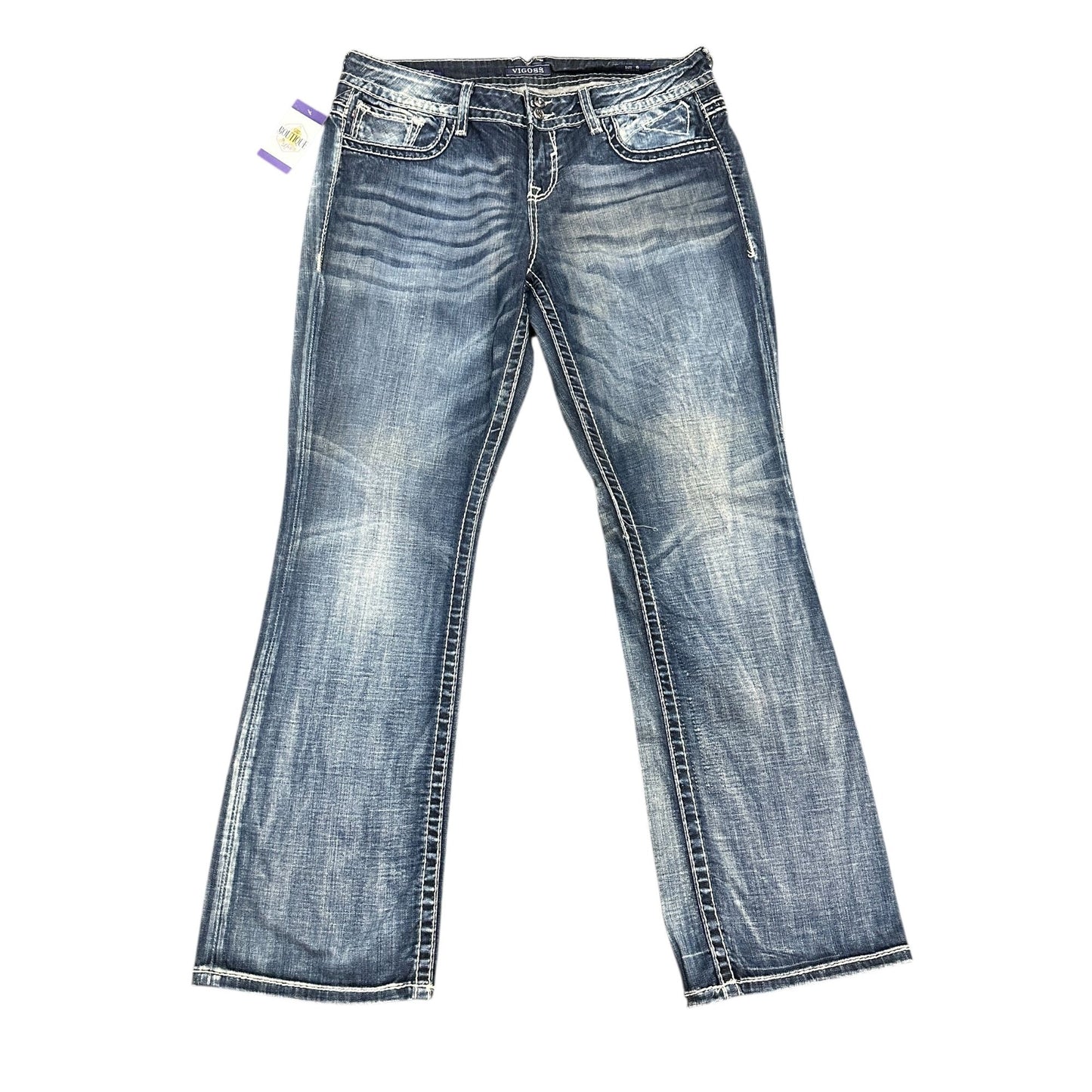 Vigoss Dublin Bootcut  Jeans Juniors 15 Thick Stitch Rhinestone Embroidered Glam