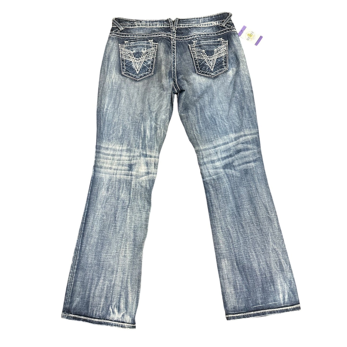 Vigoss Dublin Bootcut  Jeans Juniors 15 Thick Stitch Rhinestone Embroidered Glam