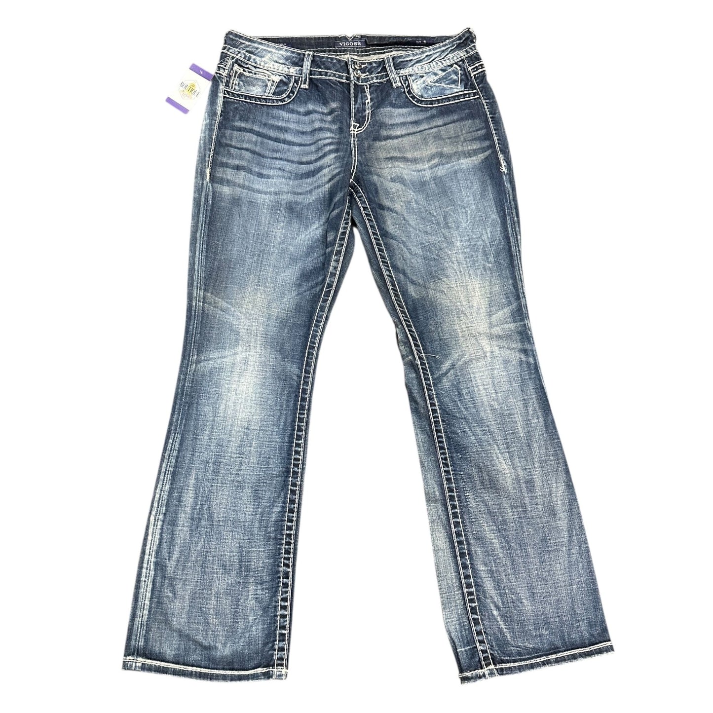 Vigoss Dublin Bootcut  Jeans Juniors 15 Thick Stitch Rhinestone Embroidered Glam