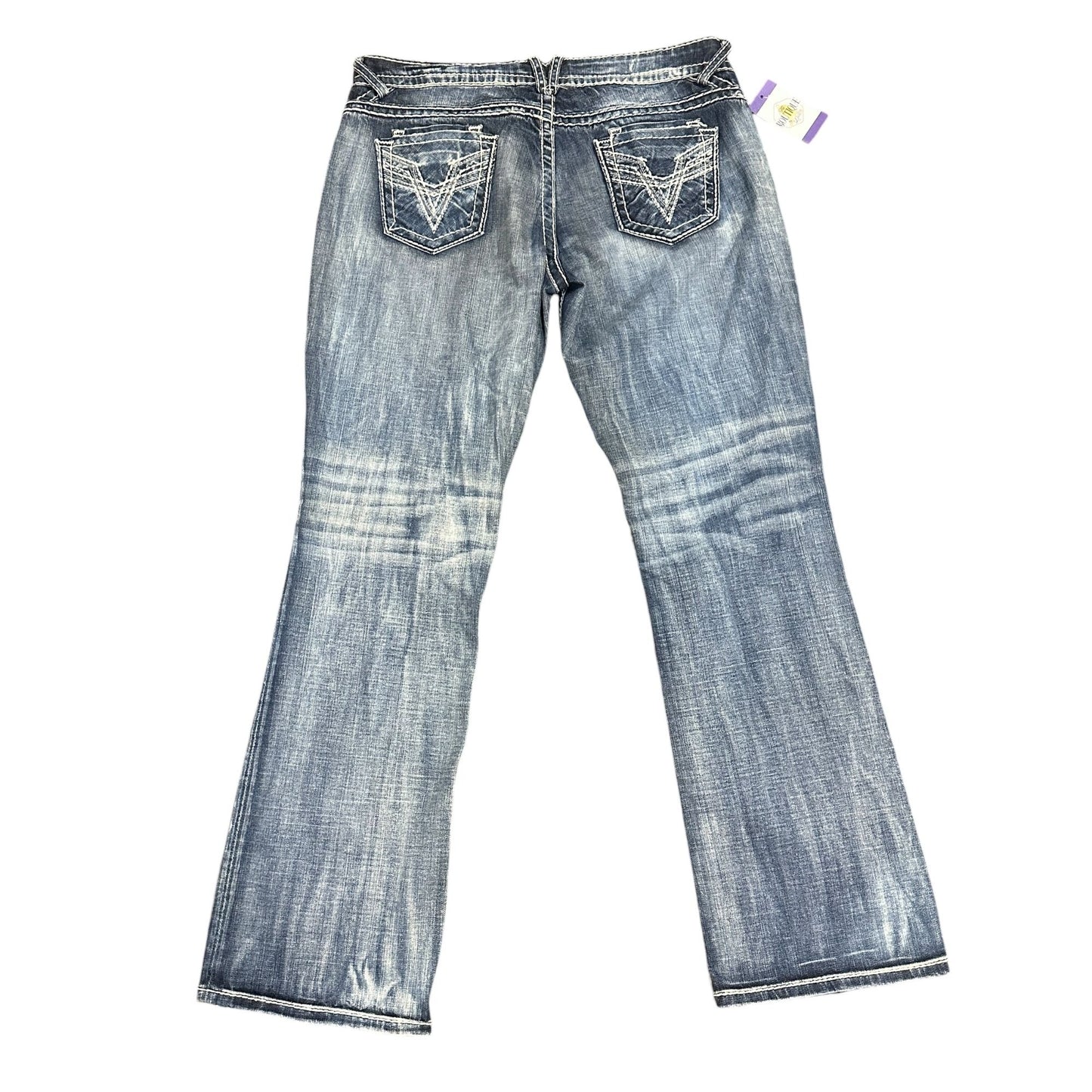 Vigoss Dublin Bootcut  Jeans Juniors 15 Thick Stitch Rhinestone Embroidered Glam
