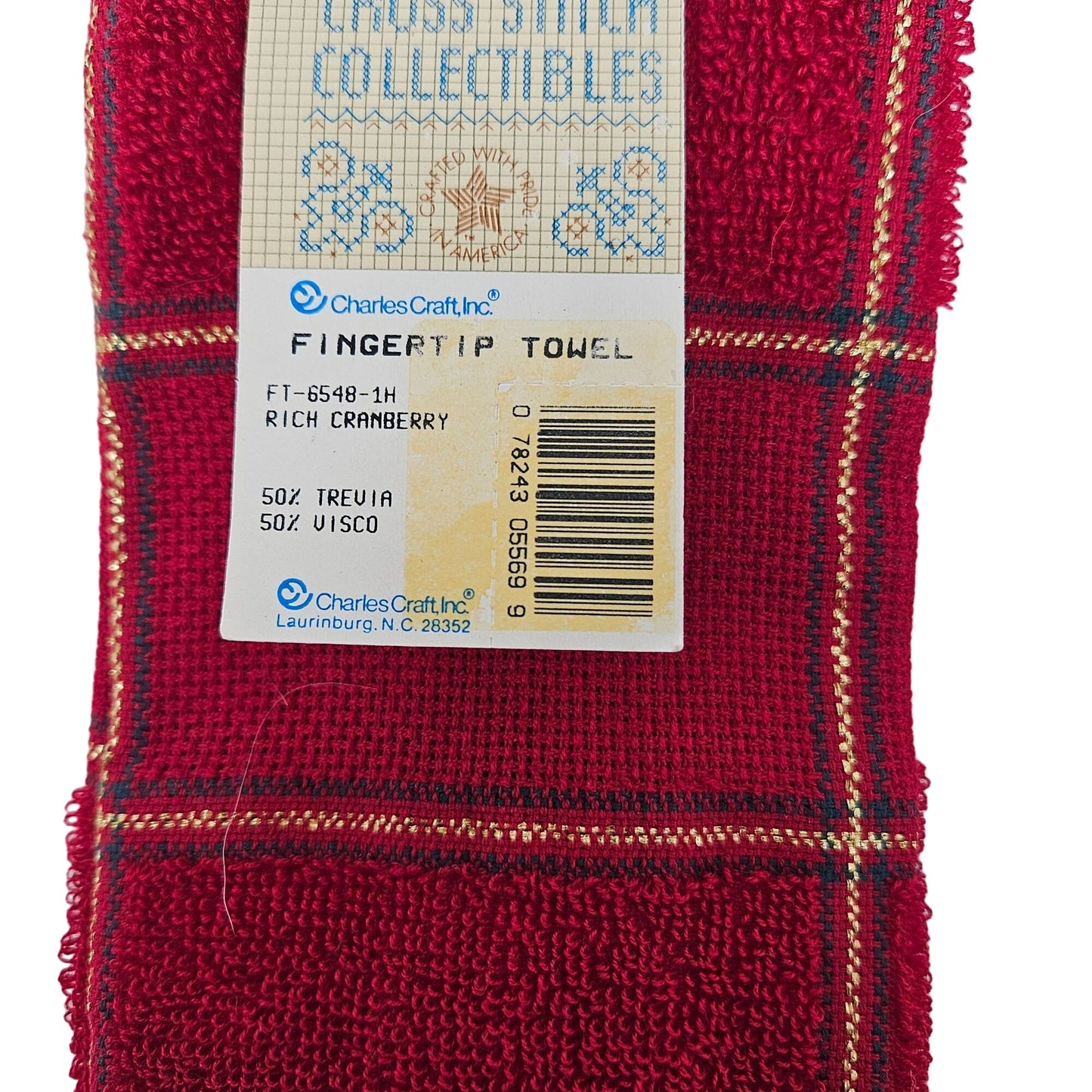 Cross Stitch Fingertip Towel NEW Charles Craft Cranberry 14-Count Needlepoint