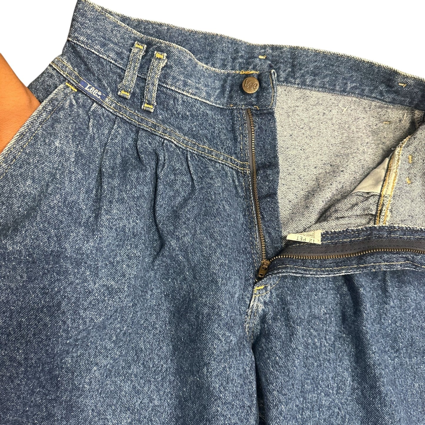 Vtg 80s Lee Baggy Fit Jeans High Waist Tapered Leg Pepper Wash USA Union 12P