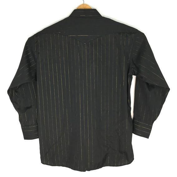 Panhandle Slim Mens 17-34 Snap Front Shirt Black Long Sleeve Collared Western