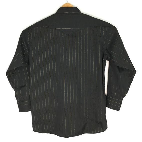 Panhandle Slim Mens 17-34 Snap Front Shirt Black Long Sleeve Collared Western