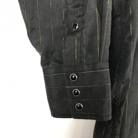 Panhandle Slim Mens 17-34 Snap Front Shirt Black Long Sleeve Collared Western