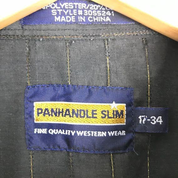 Panhandle Slim Mens 17-34 Snap Front Shirt Black Long Sleeve Collared Western