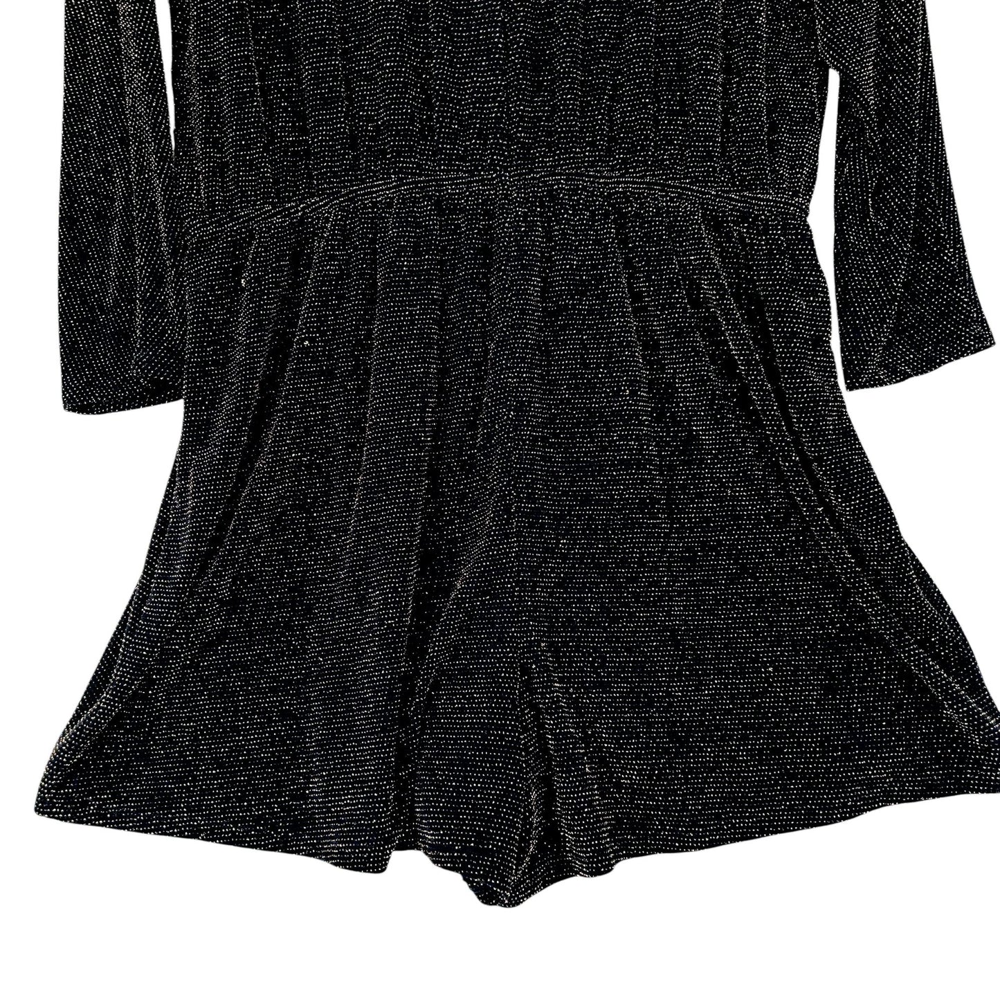 Express Womens L Black Gold Metallic V-Neck Long Sleeve Surplice Romper