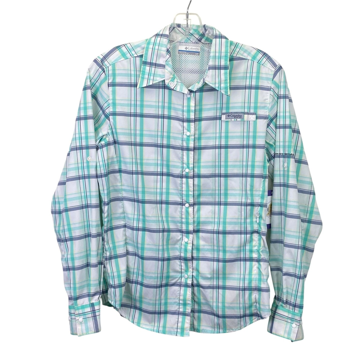 Columbia PFG Fishing Hiking Shirt Tamiami II Vented Snap Front Plaid Womens S
