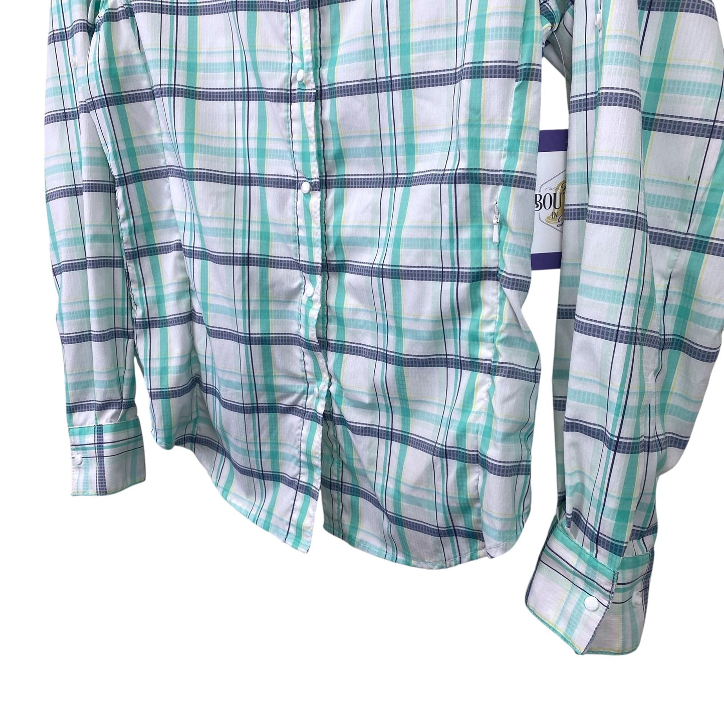 Columbia PFG Fishing Hiking Shirt Tamiami II Vented Snap Front Plaid Womens S