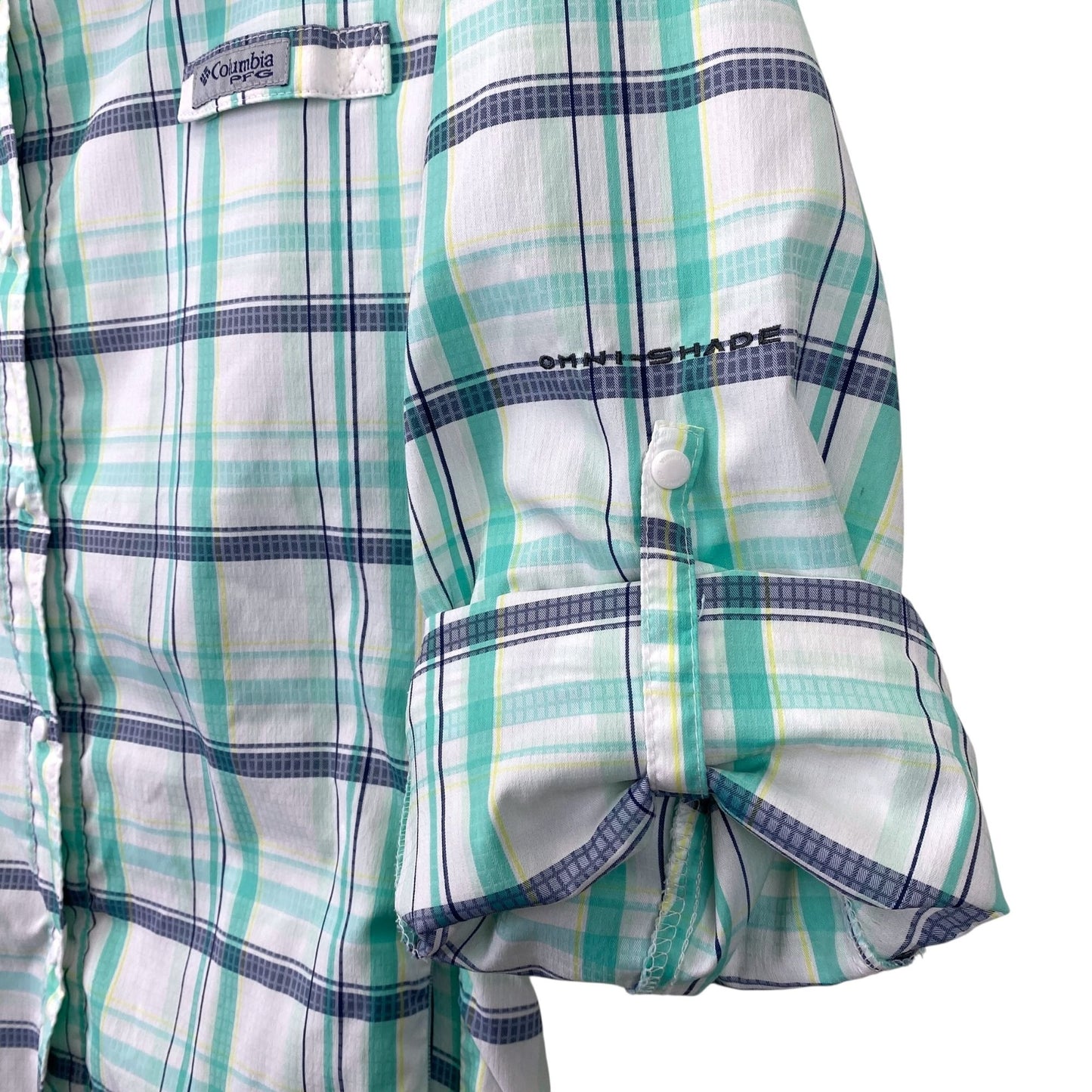 Columbia PFG Fishing Hiking Shirt Tamiami II Vented Snap Front Plaid Womens S