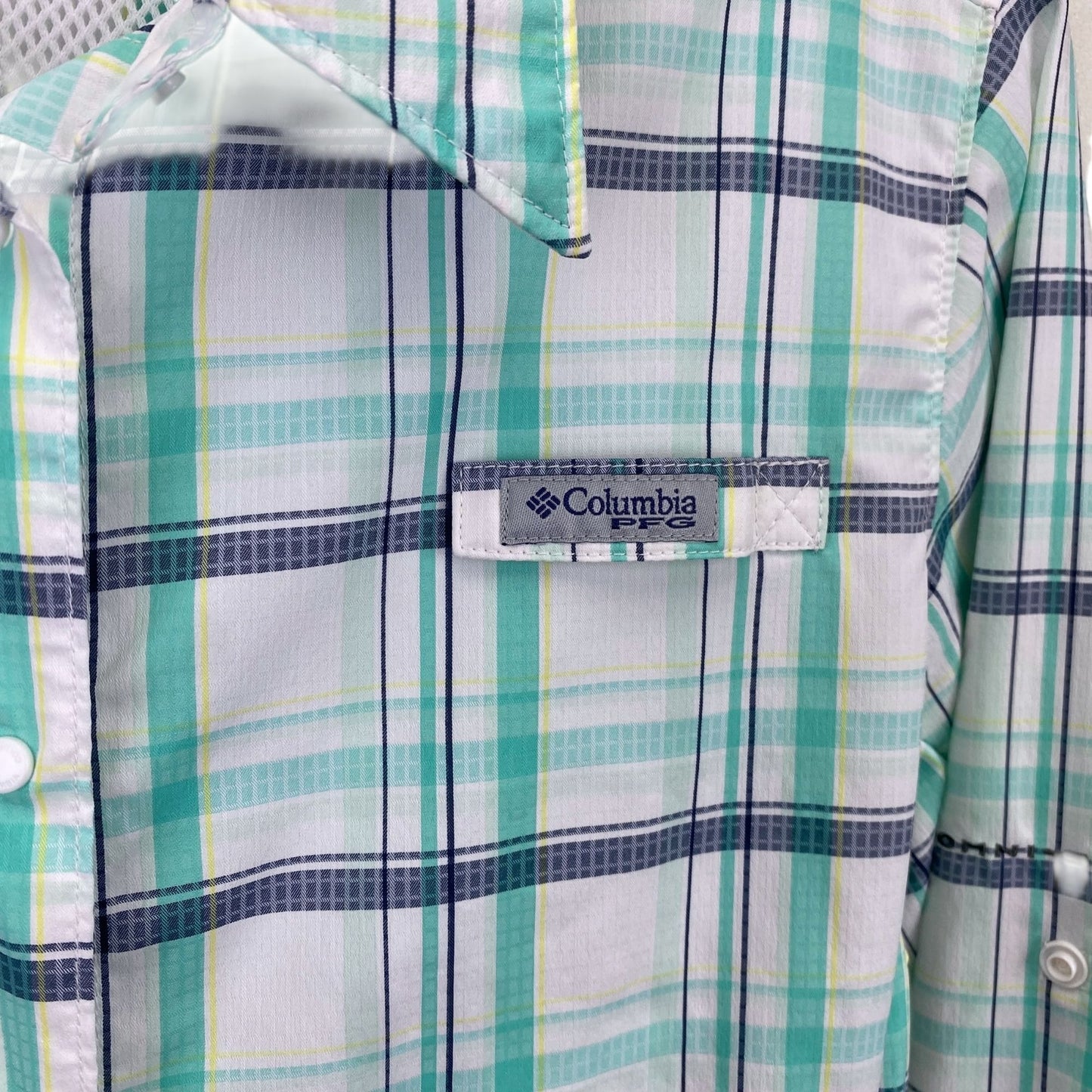 Columbia PFG Fishing Hiking Shirt Tamiami II Vented Snap Front Plaid Womens S