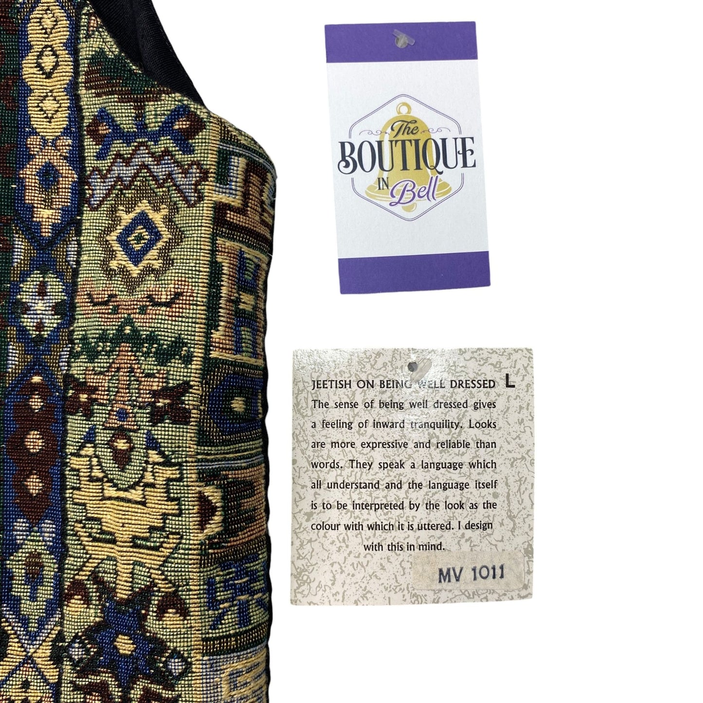 Thums Up Tapestry Vest Mens L Button Front Adjustable Tailored Aztec Grandpa NWT