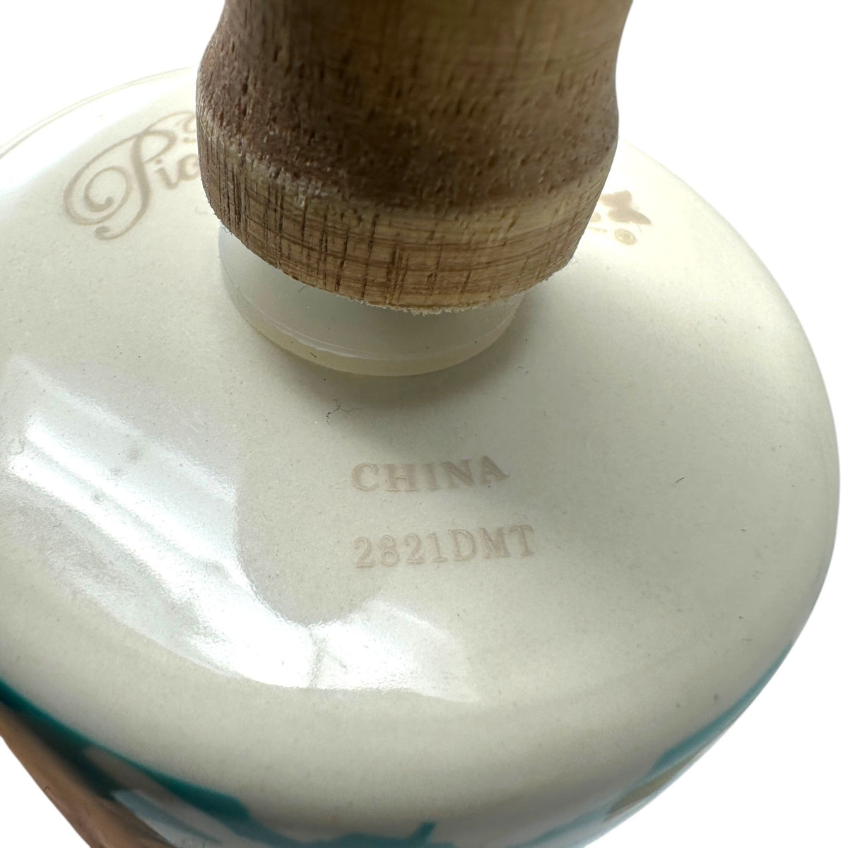 The Pioneer Woman Daisy Rolling Pin 18" Ceramic Wood Handles Floral Teal White