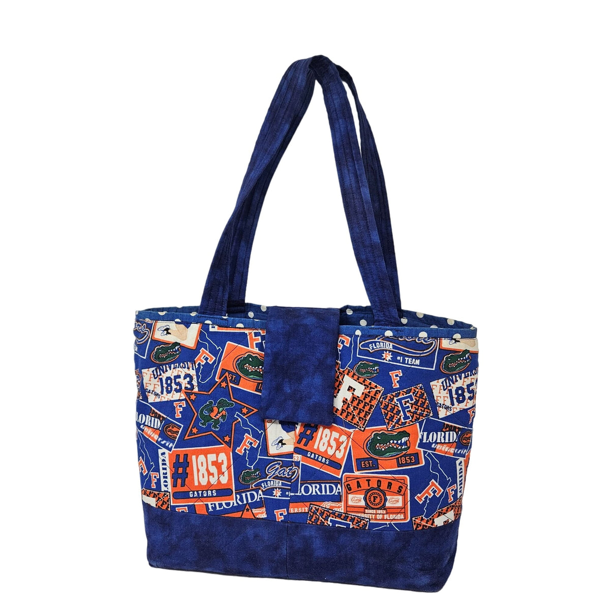 UF University of Florida Gators Quilted Shoulder Tote Bag Orange Blue Handmade