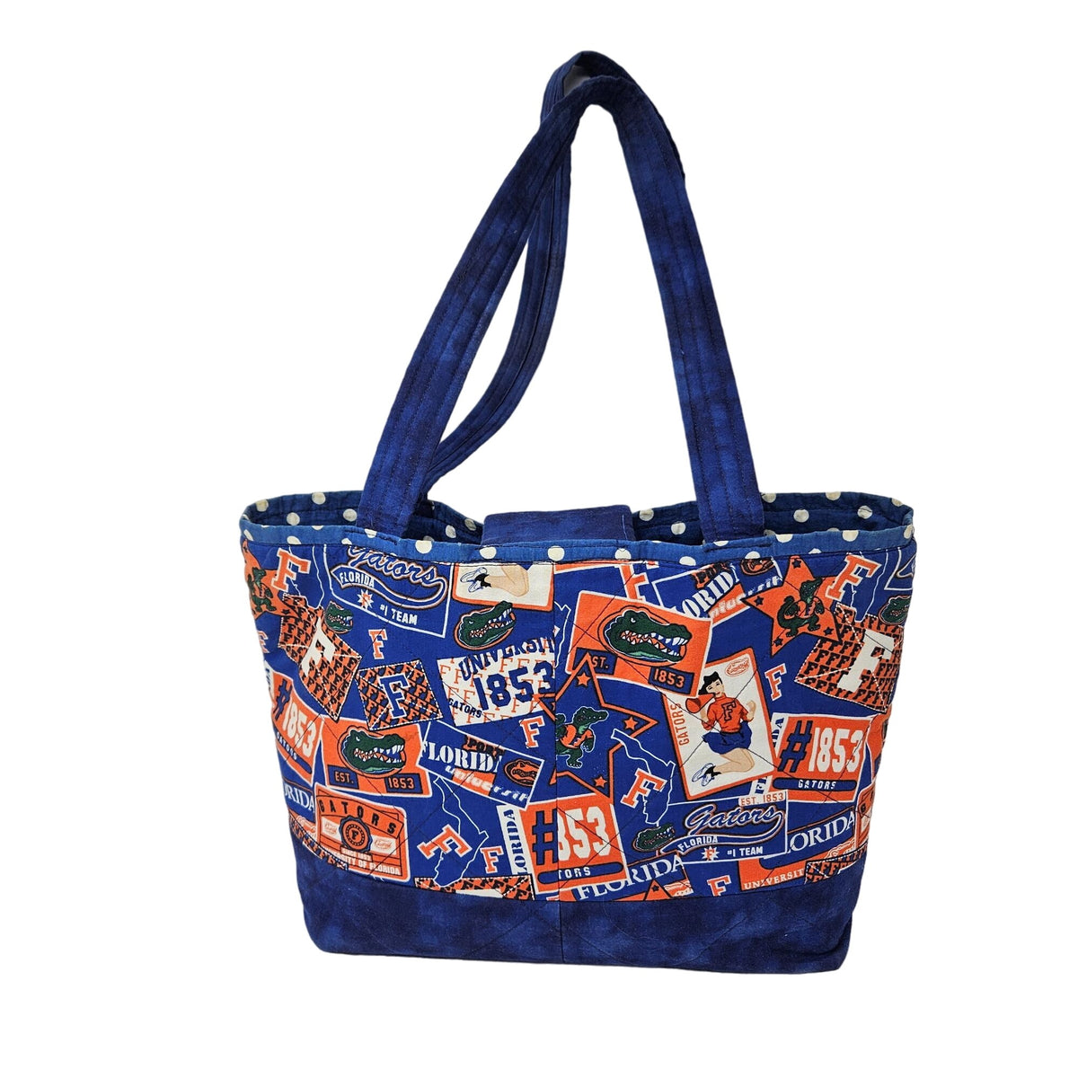 UF University of Florida Gators Quilted Shoulder Tote Bag Orange Blue Handmade