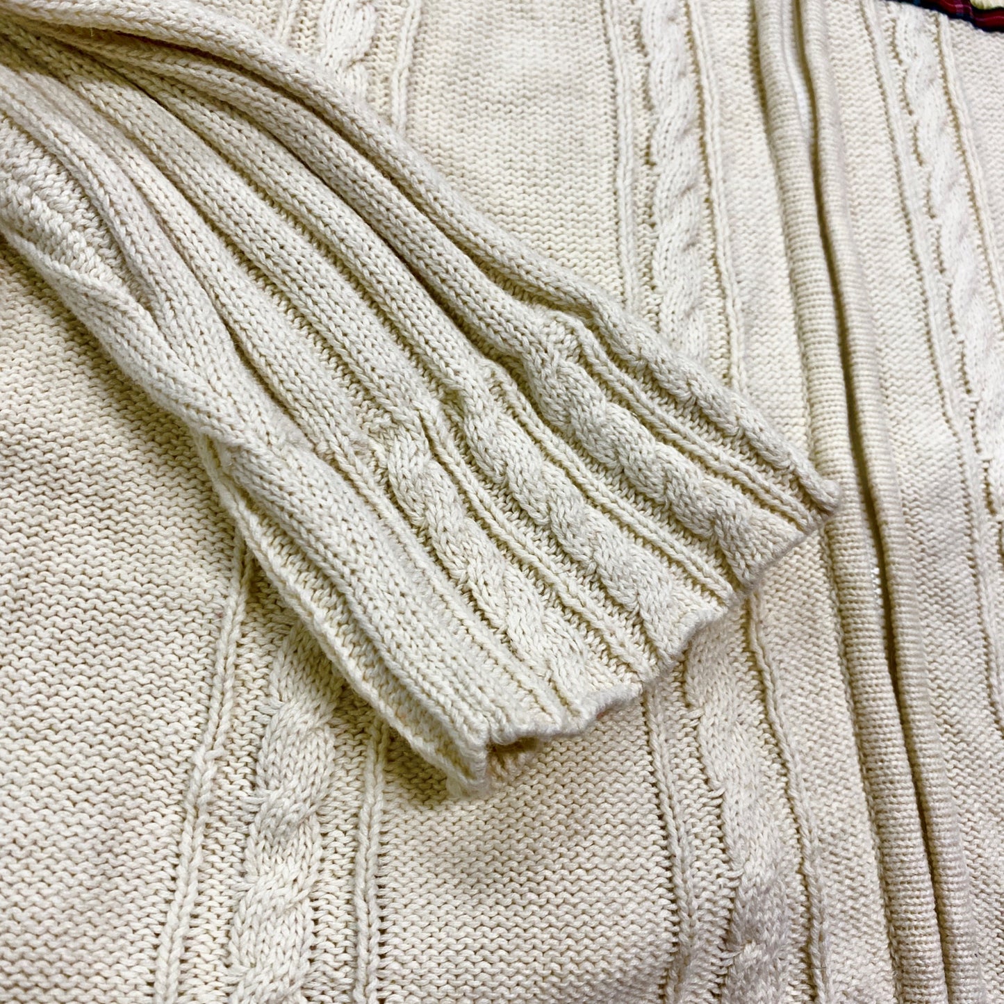 Storybook Knits Christmas Sweater Beaded XL Ivory Full Zip Holidaycore Granny