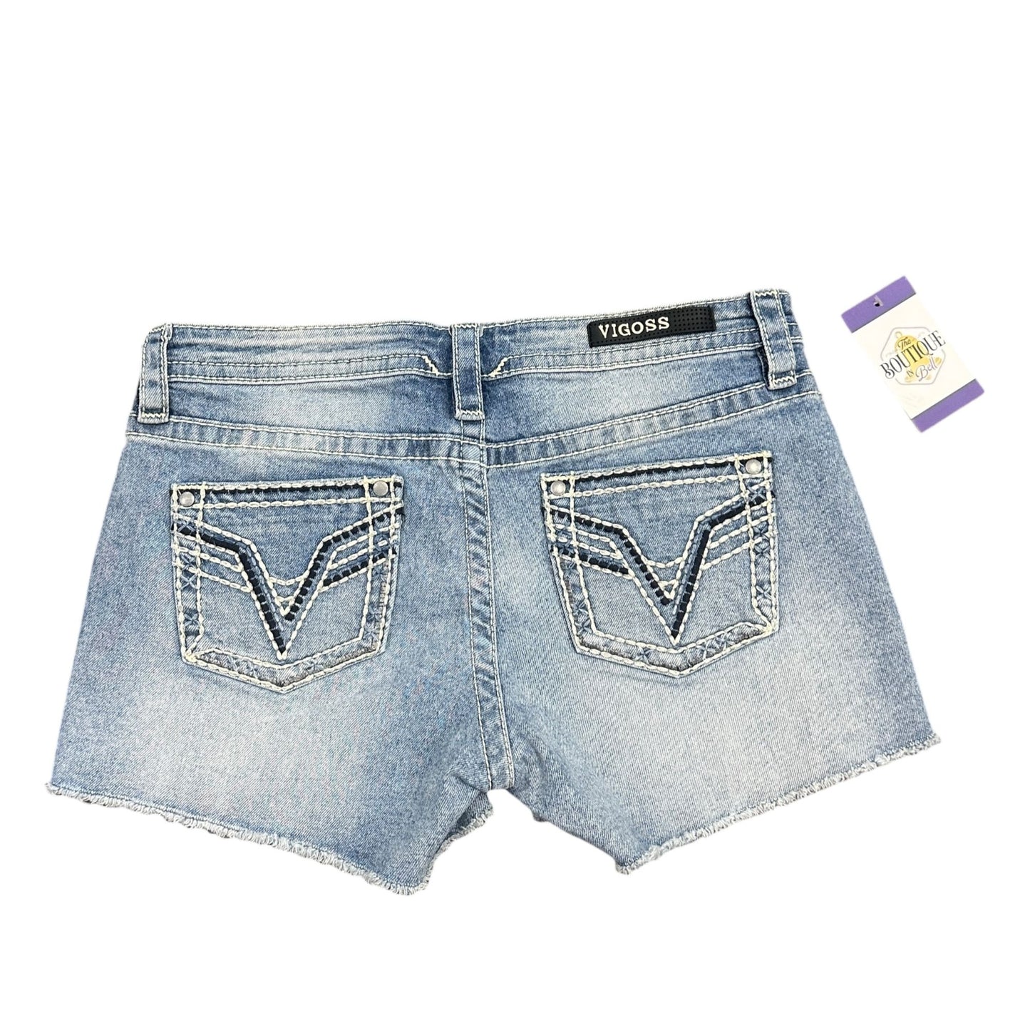 Vigoss Womens 10 Heritage Fit Cut Off Jean Shorts Ripped Raw Hem Thick Stitch