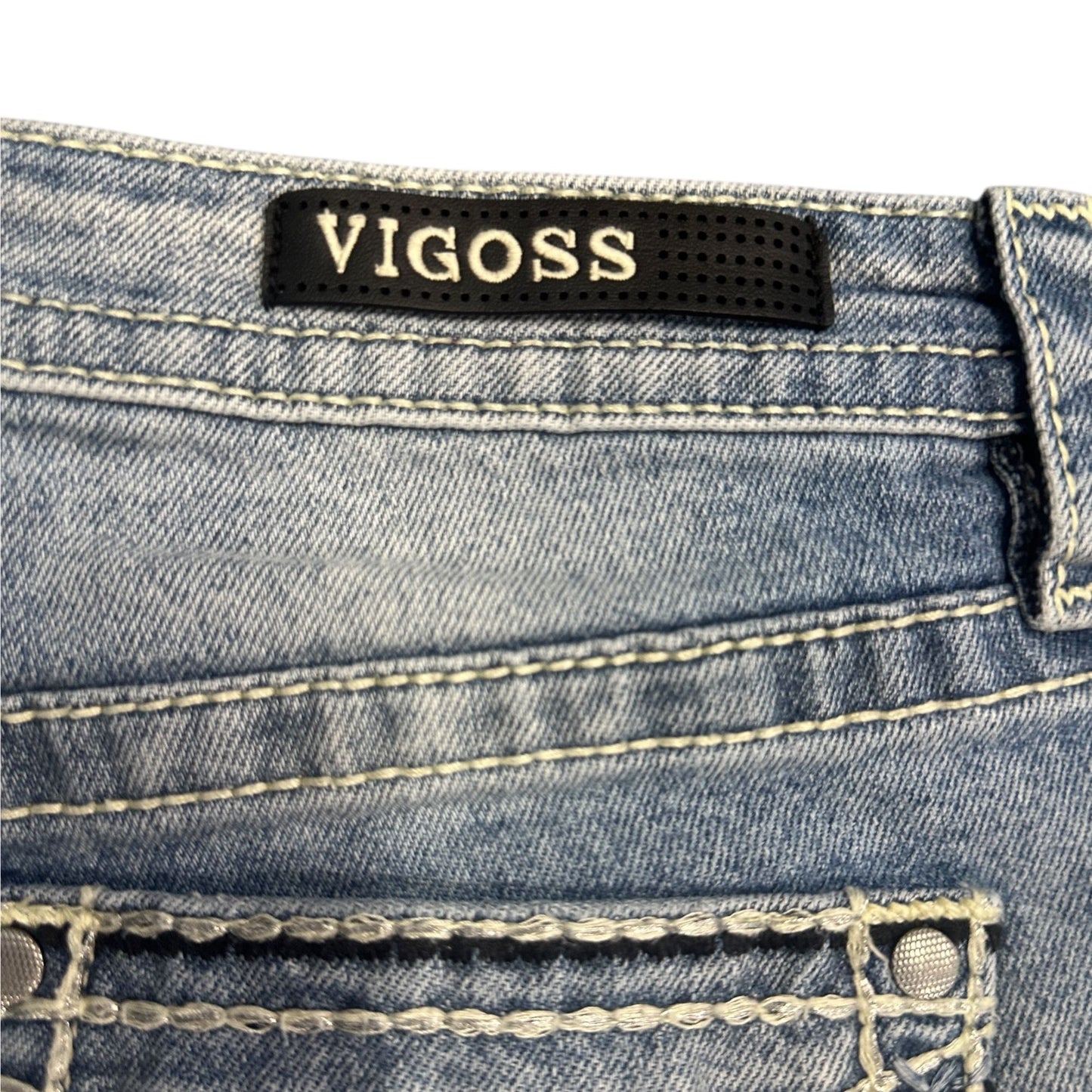Vigoss Womens 10 Heritage Fit Cut Off Jean Shorts Ripped Raw Hem Thick Stitch