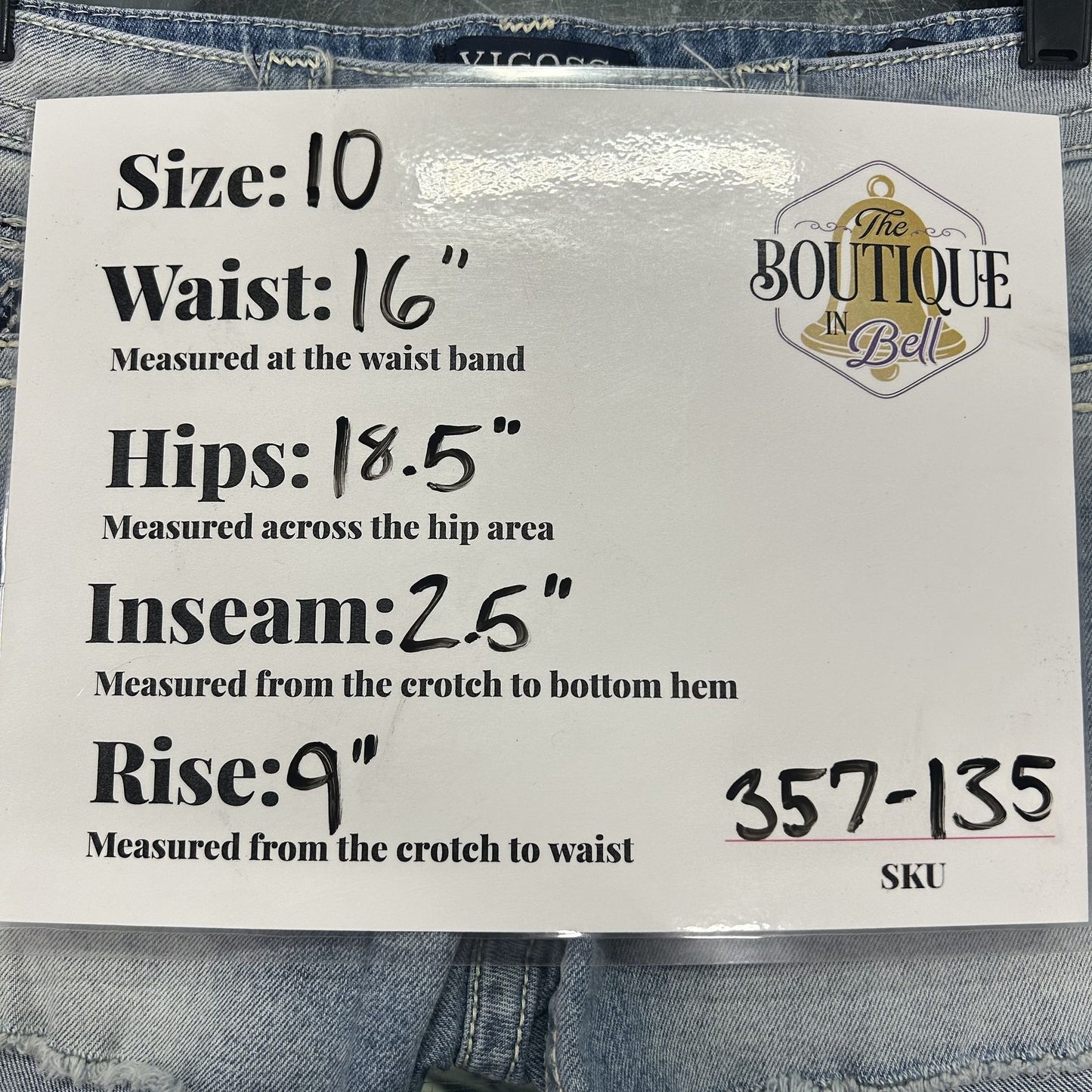 Vigoss Womens 10 Heritage Fit Cut Off Jean Shorts Ripped Raw Hem Thick Stitch
