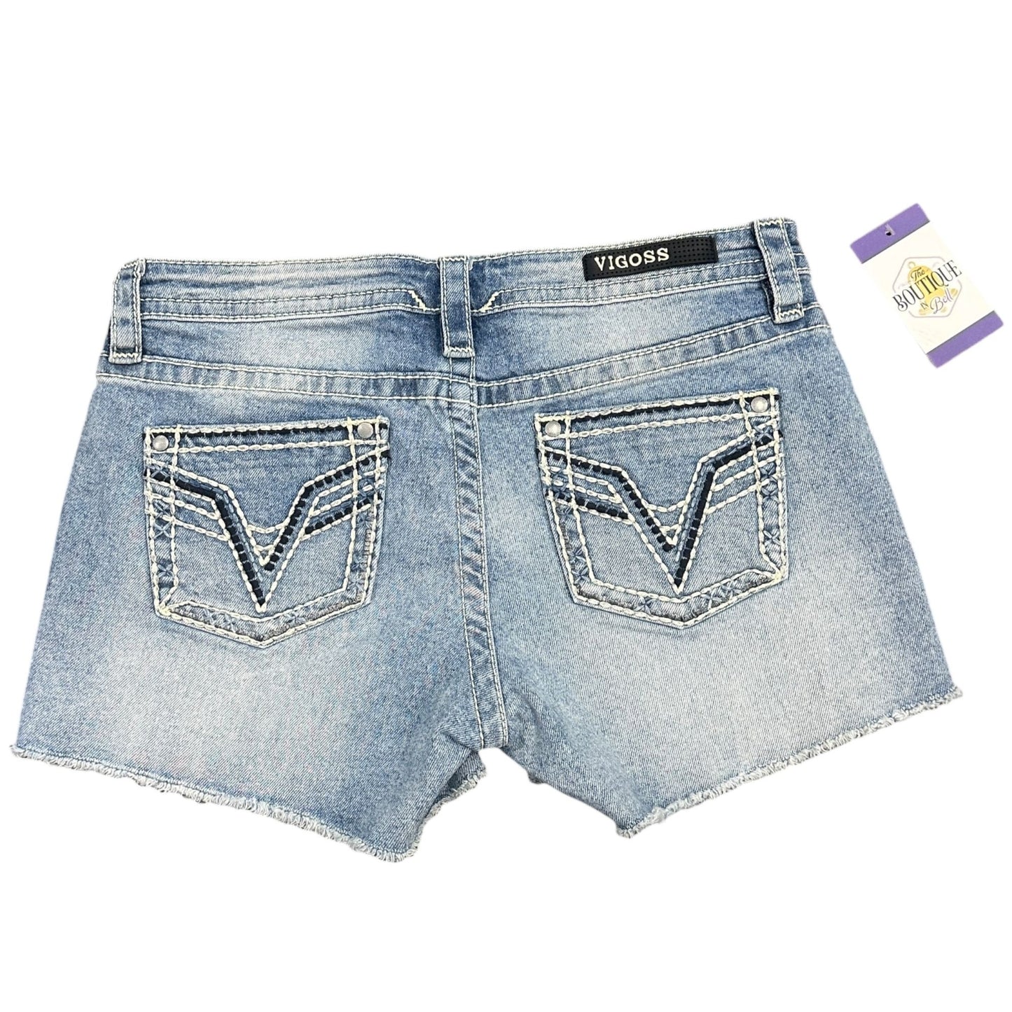 Vigoss Womens 10 Heritage Fit Cut Off Jean Shorts Ripped Raw Hem Thick Stitch
