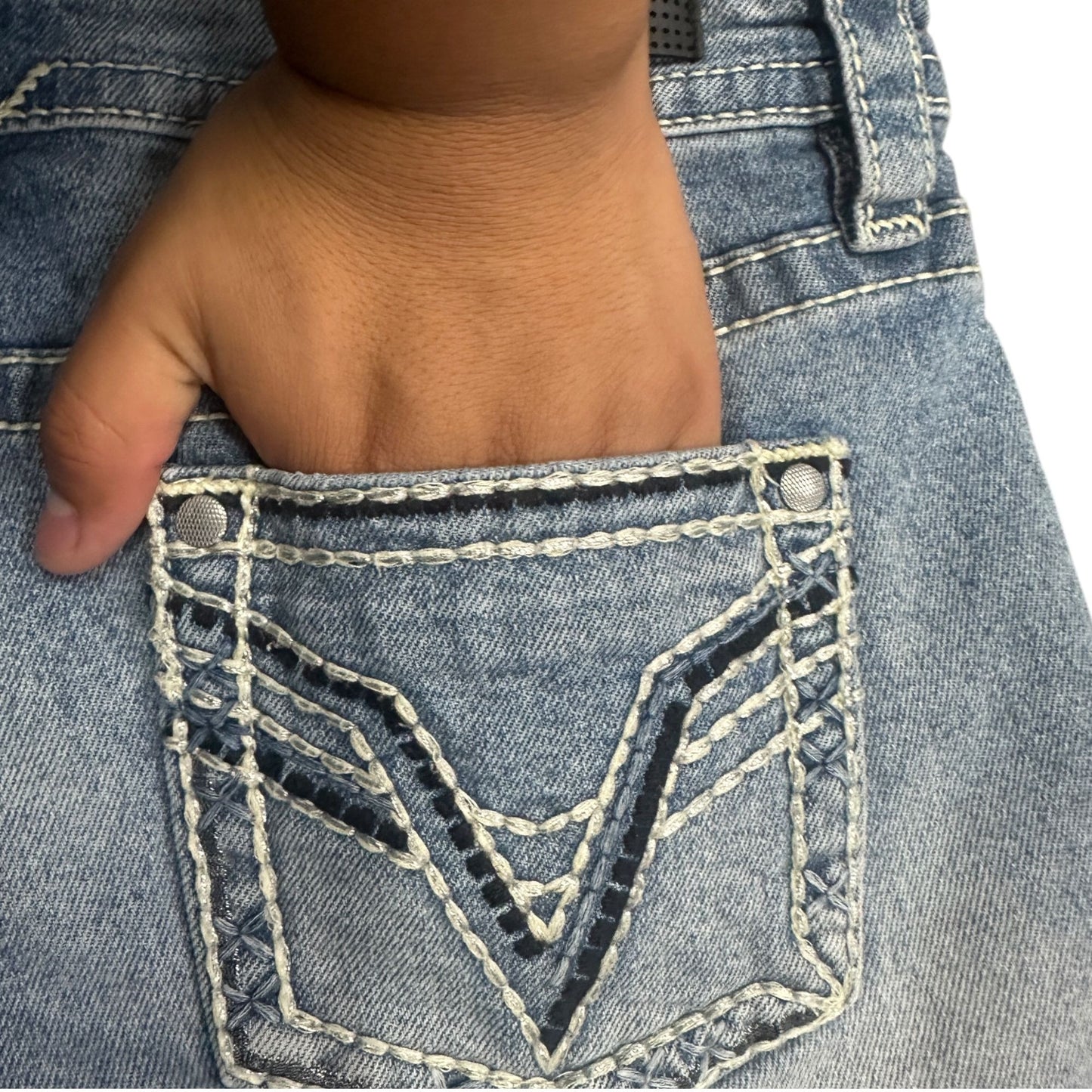 Vigoss Womens 10 Heritage Fit Cut Off Jean Shorts Ripped Raw Hem Thick Stitch
