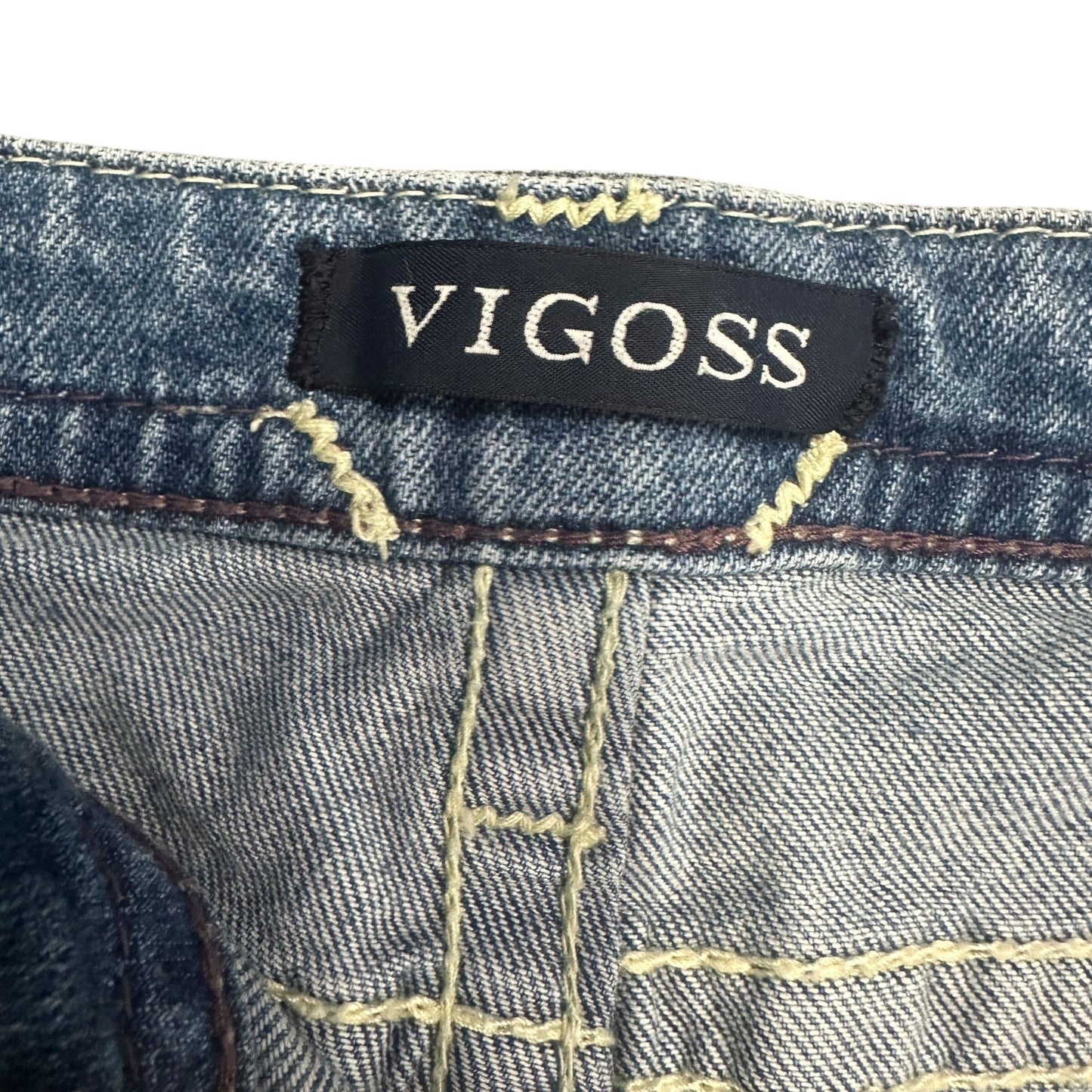 Vigoss Womens 10 Heritage Fit Cut Off Jean Shorts Ripped Raw Hem Thick Stitch
