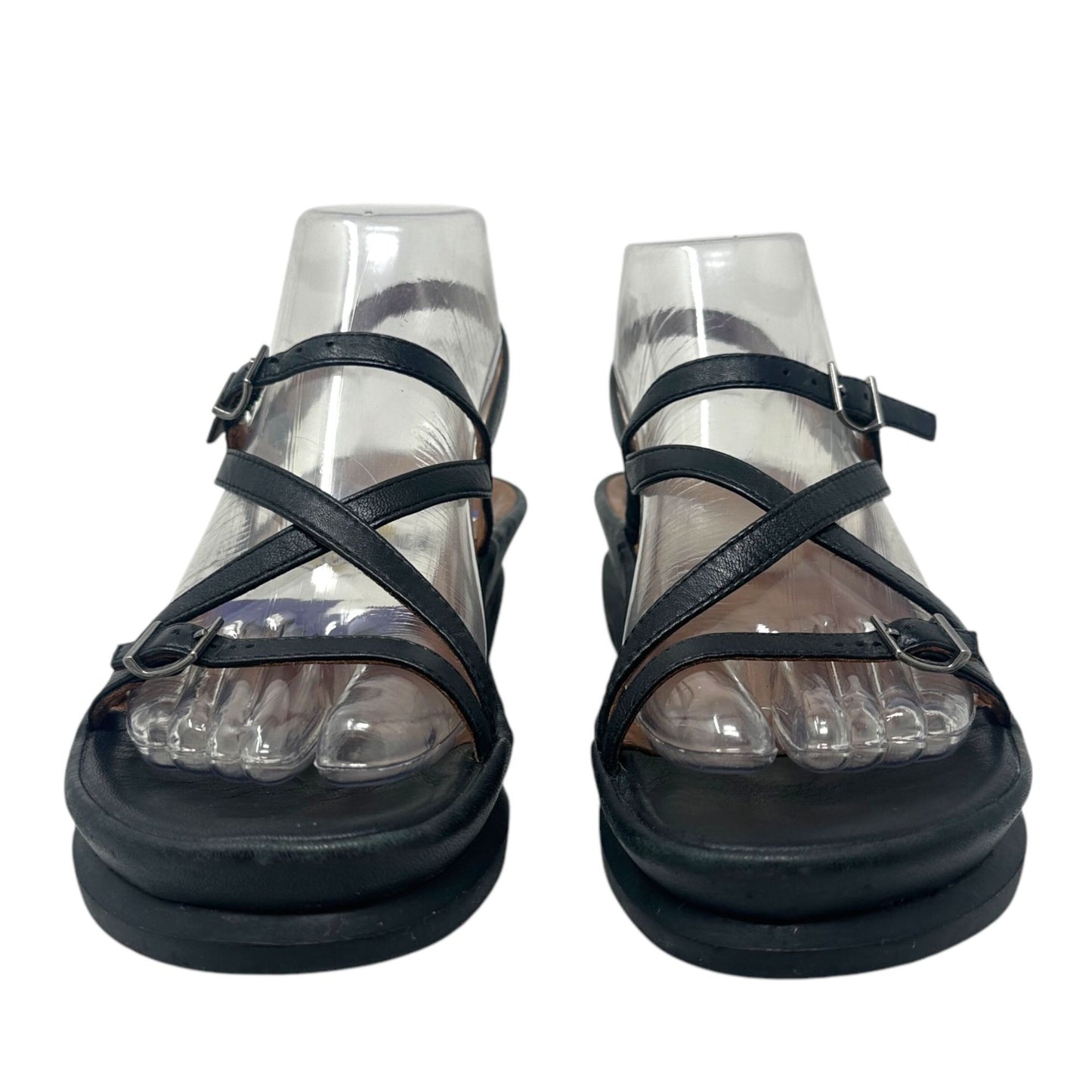 L'Amour Des Pieds Womens 6.5 Verdun Black Platform Sandal Comfort Memory Foam