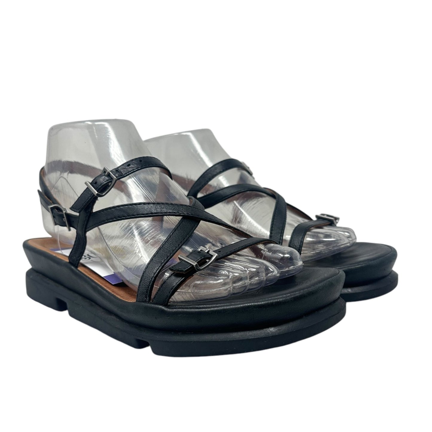 L'Amour Des Pieds Womens 6.5 Verdun Black Platform Sandal Comfort Memory Foam