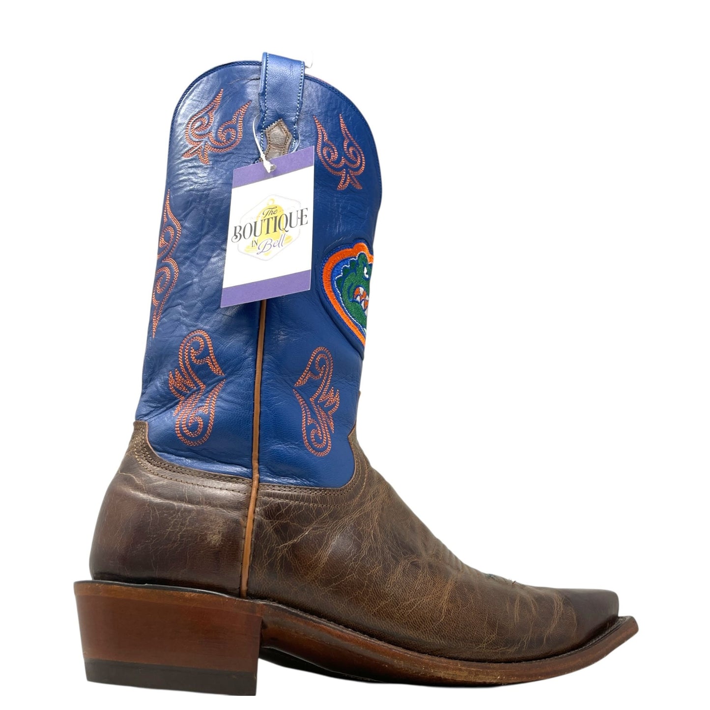 Lucchese 1883 UF Florida Gators Leather Boots Western Cowboy Brown Blue Mens 9D