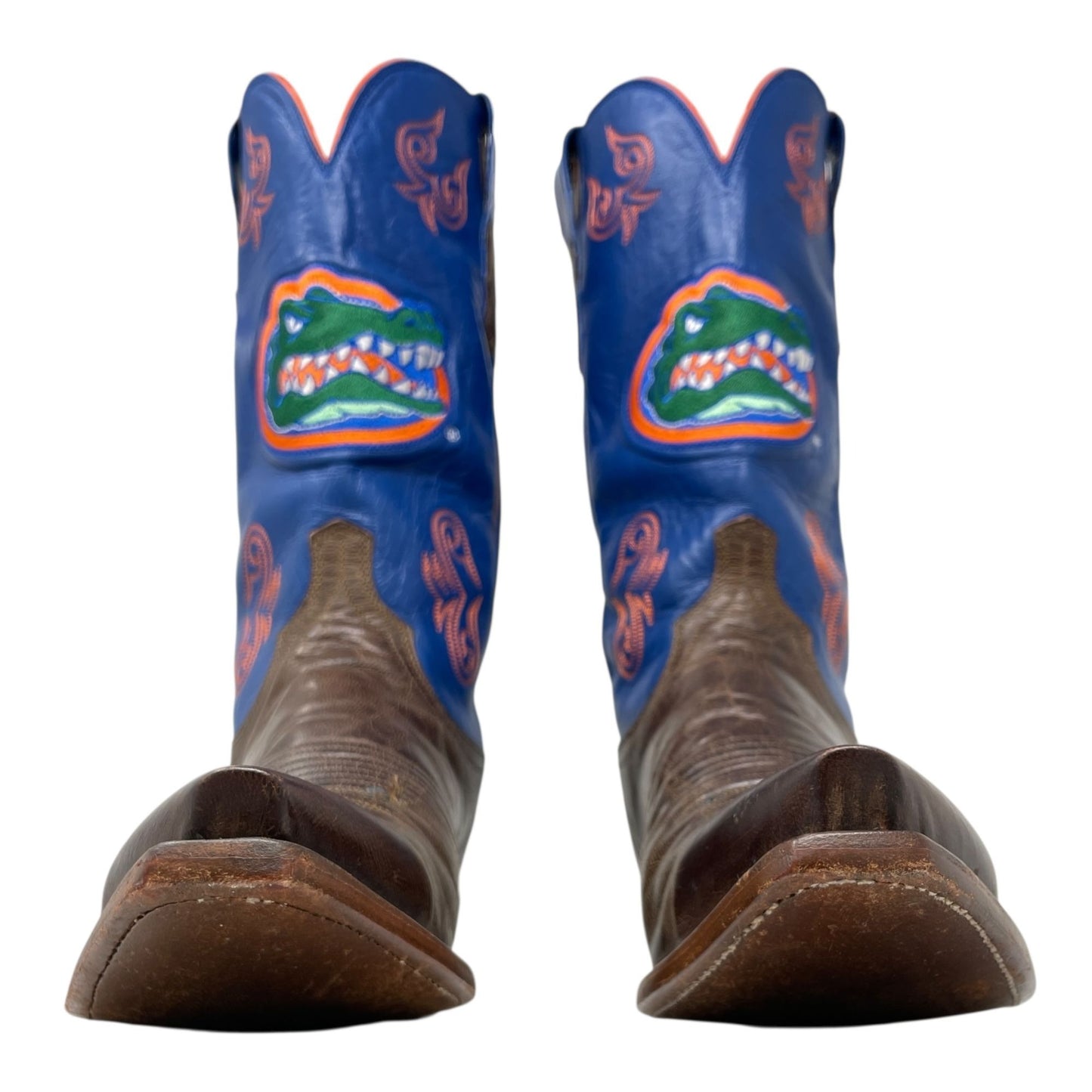 Lucchese 1883 UF Florida Gators Leather Boots Western Cowboy Brown Blue Mens 9D
