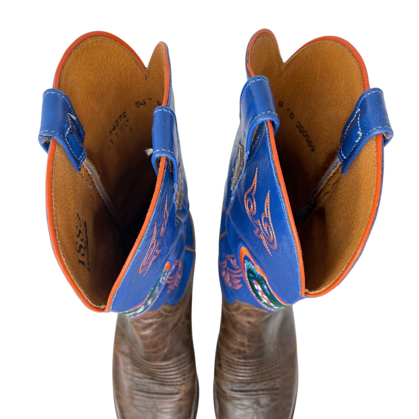 Lucchese 1883 UF Florida Gators Leather Boots Western Cowboy Brown Blue Mens 9D