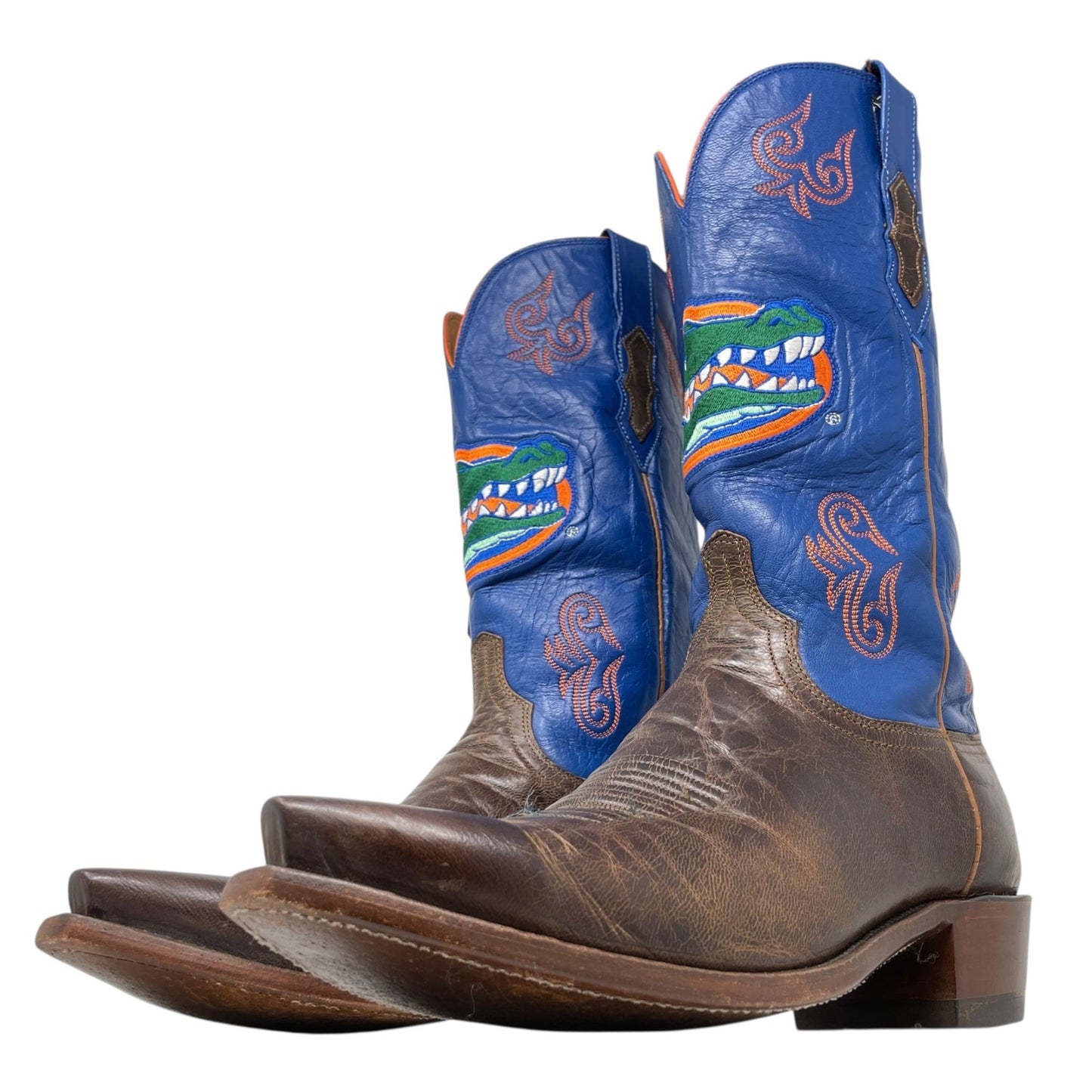 Lucchese 1883 UF Florida Gators Leather Boots Western Cowboy Brown Blue Mens 9D