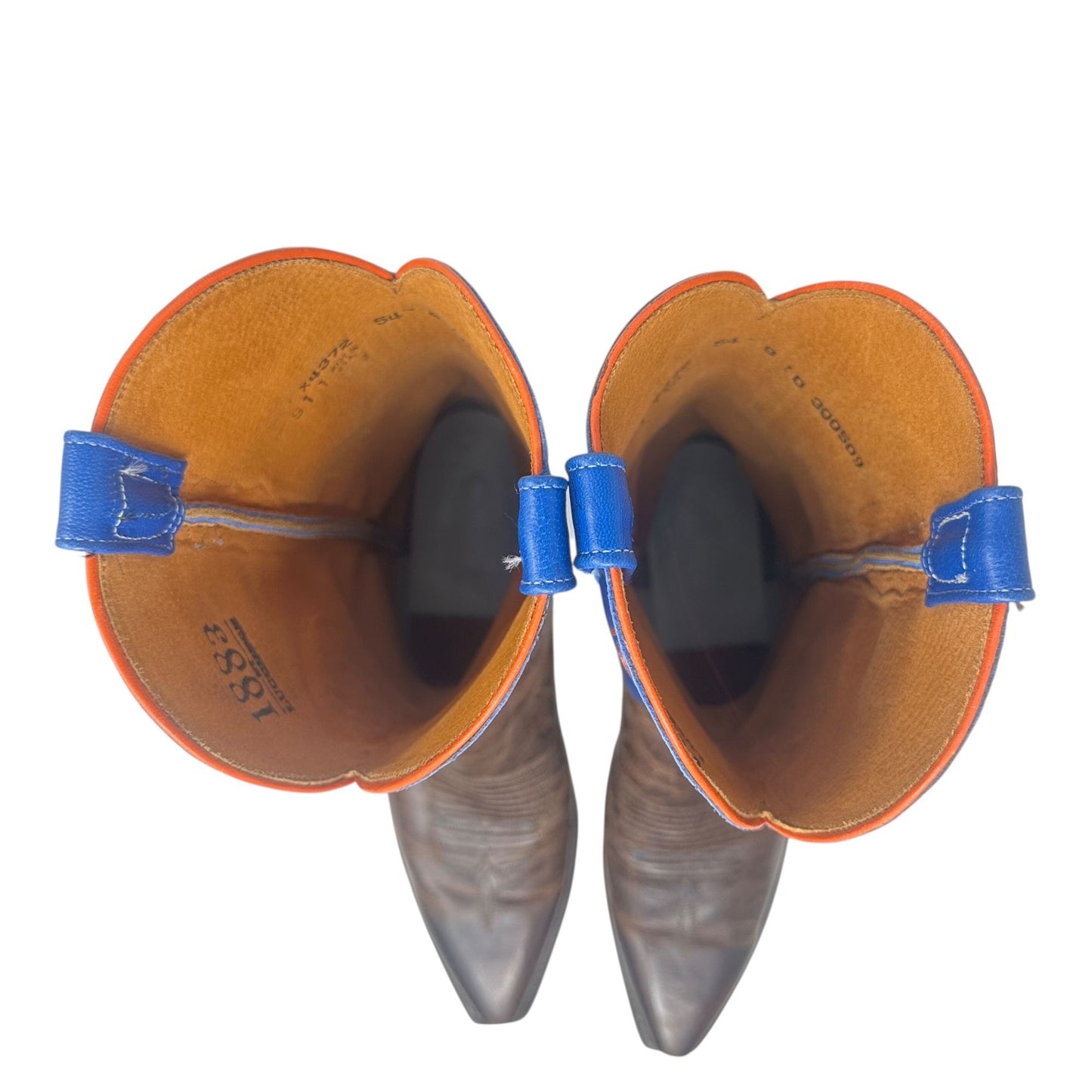 Lucchese 1883 UF Florida Gators Leather Boots Western Cowboy Brown Blue Mens 9D