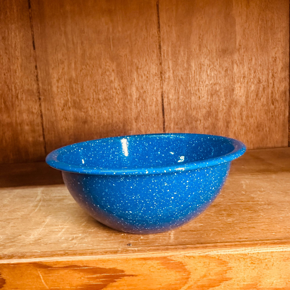 Vtg Blue White Speckle Enamel Graniteware Bowls 6” Diameter Soup Cereal 2 pc Set