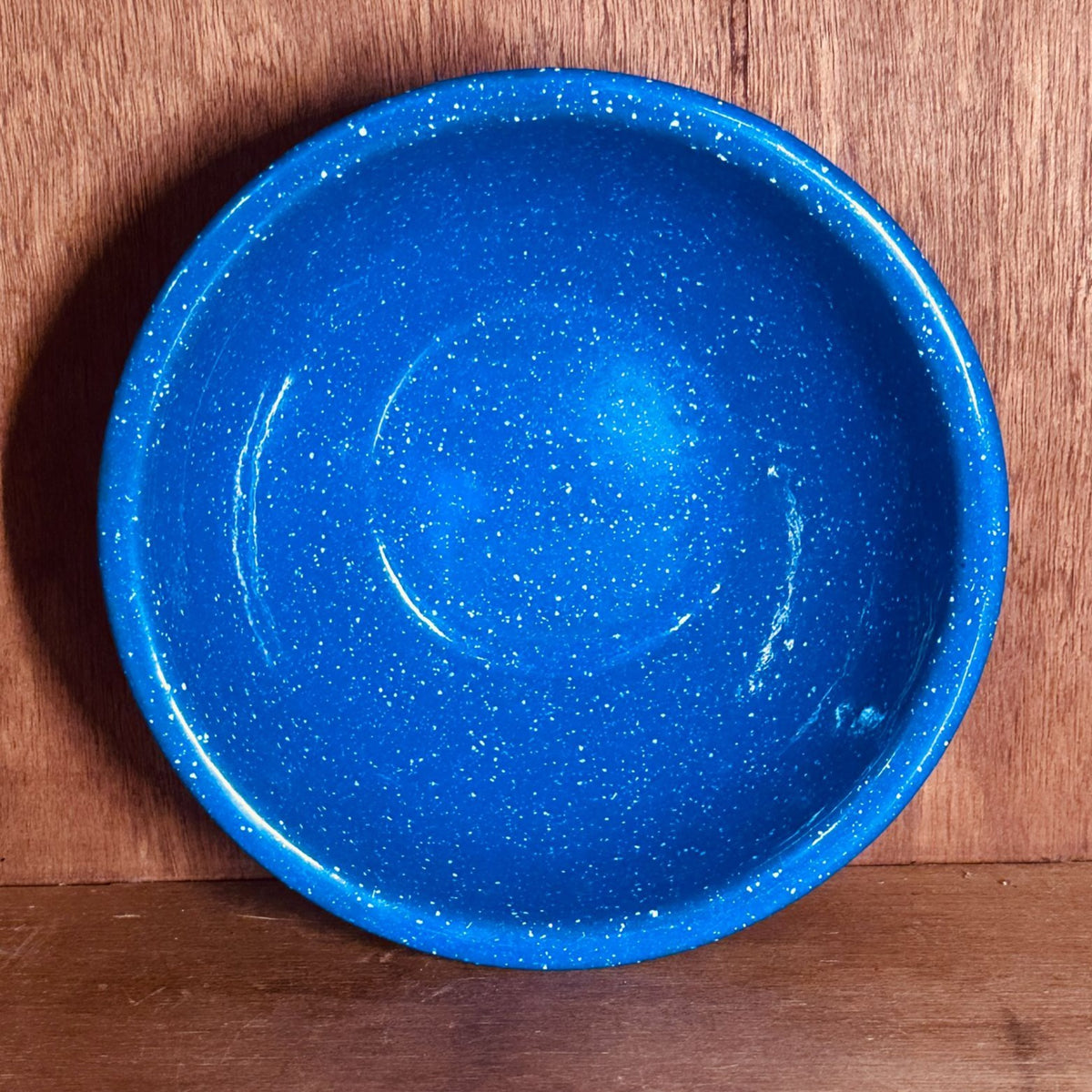 Vtg Blue White Speckle Enamel Graniteware Bowls 6” Diameter Soup Cereal 2 pc Set