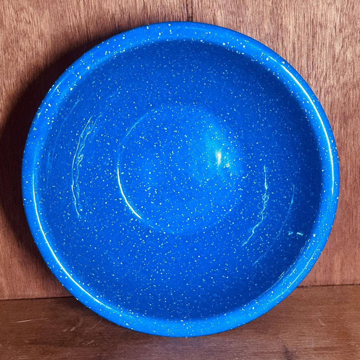 Vtg Blue White Speckle Enamel Graniteware Bowls 6” Diameter Soup Cereal 2 pc Set